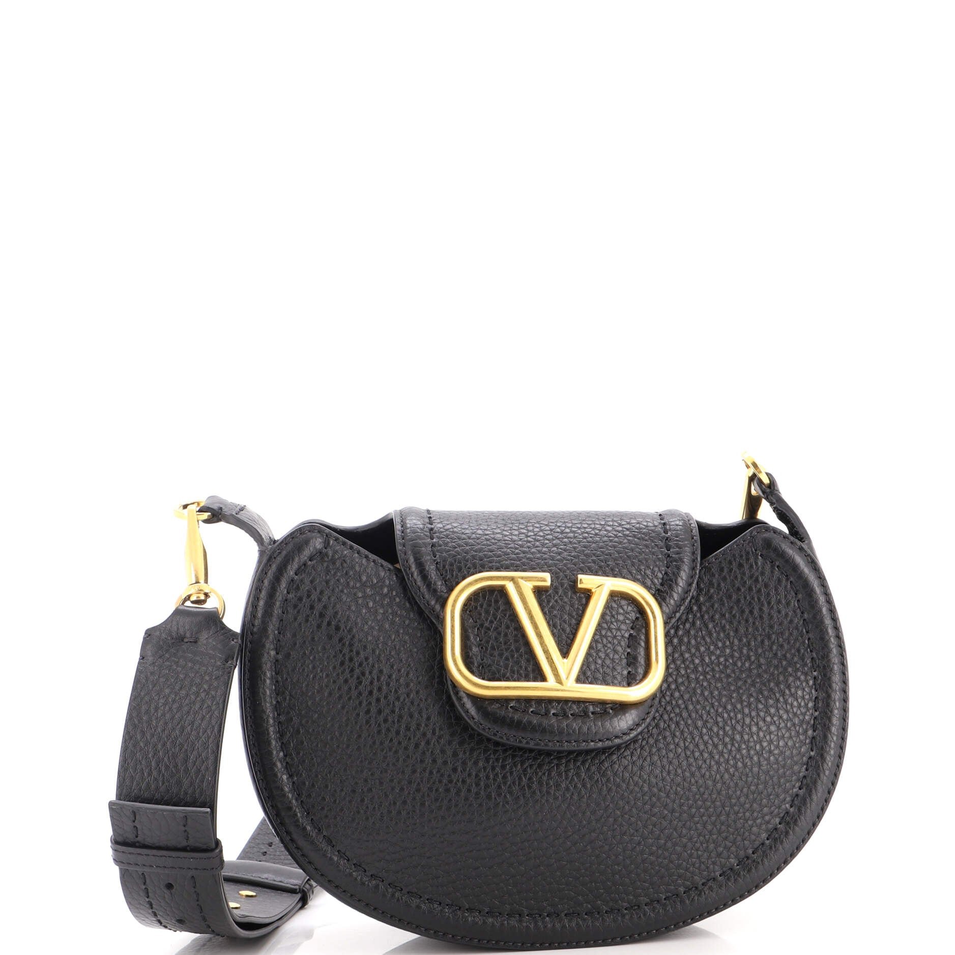 VLogo Saddle Crossbody Bag Leather Medium