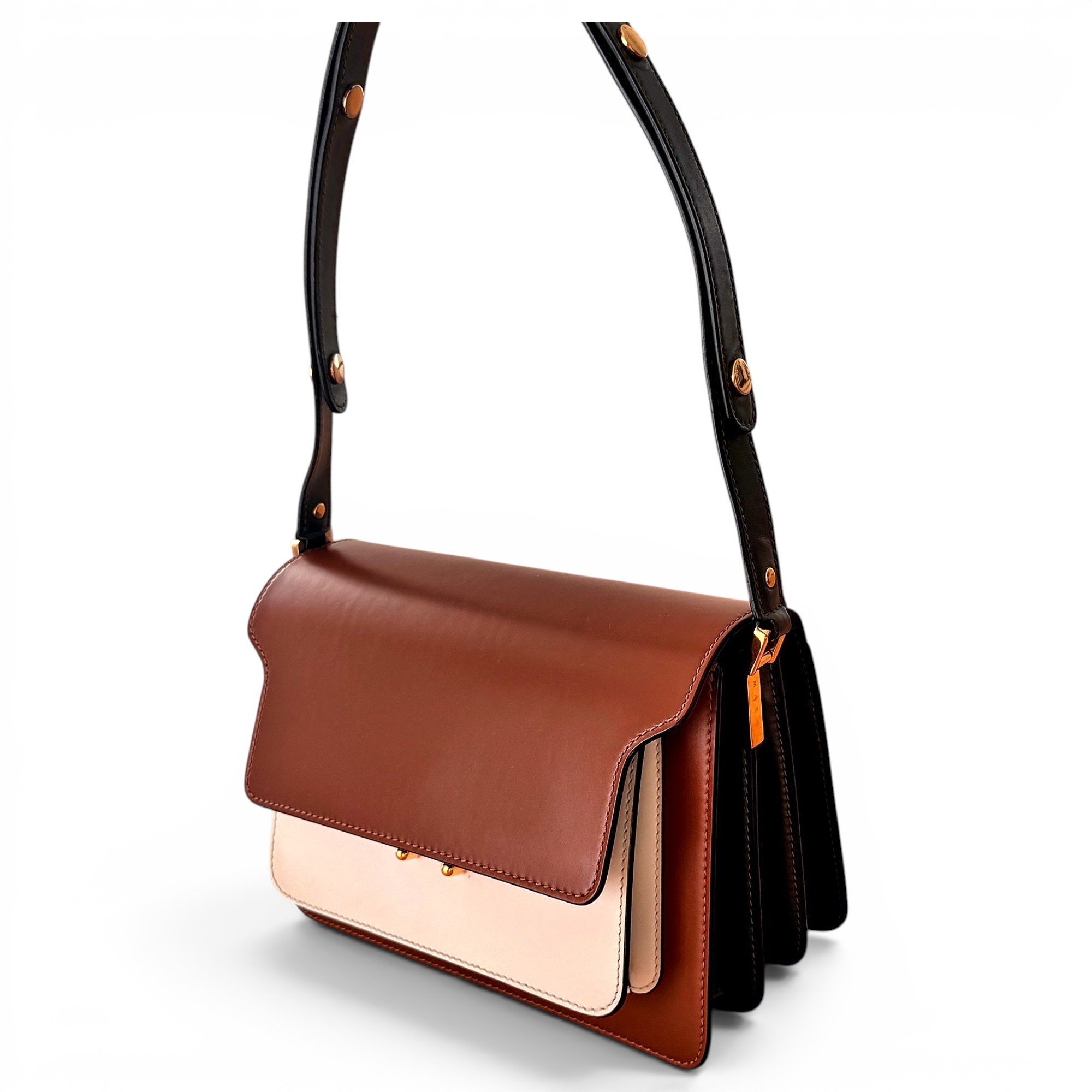 Trunk leather crossbody bag