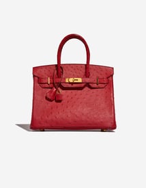 Hermes 
		Birkin 30 Ostrich Rouge Casaque    