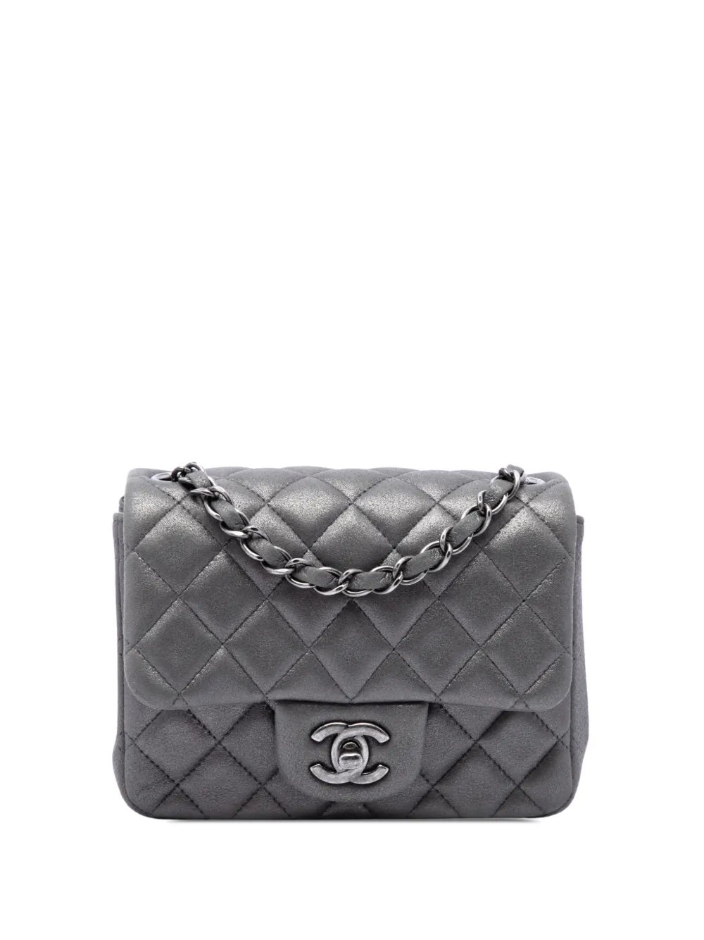 2014 Mini Square Classic Iridescent Lambskin Single Flap crossbody bag