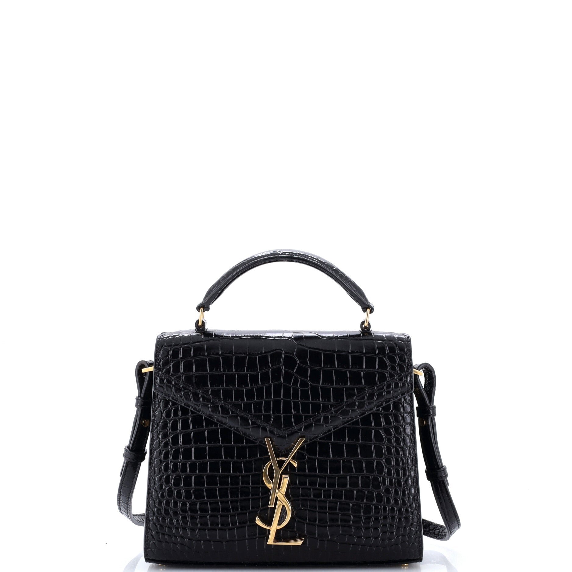 Cassandra Top Handle Bag Crocodile Embossed Leather Mini