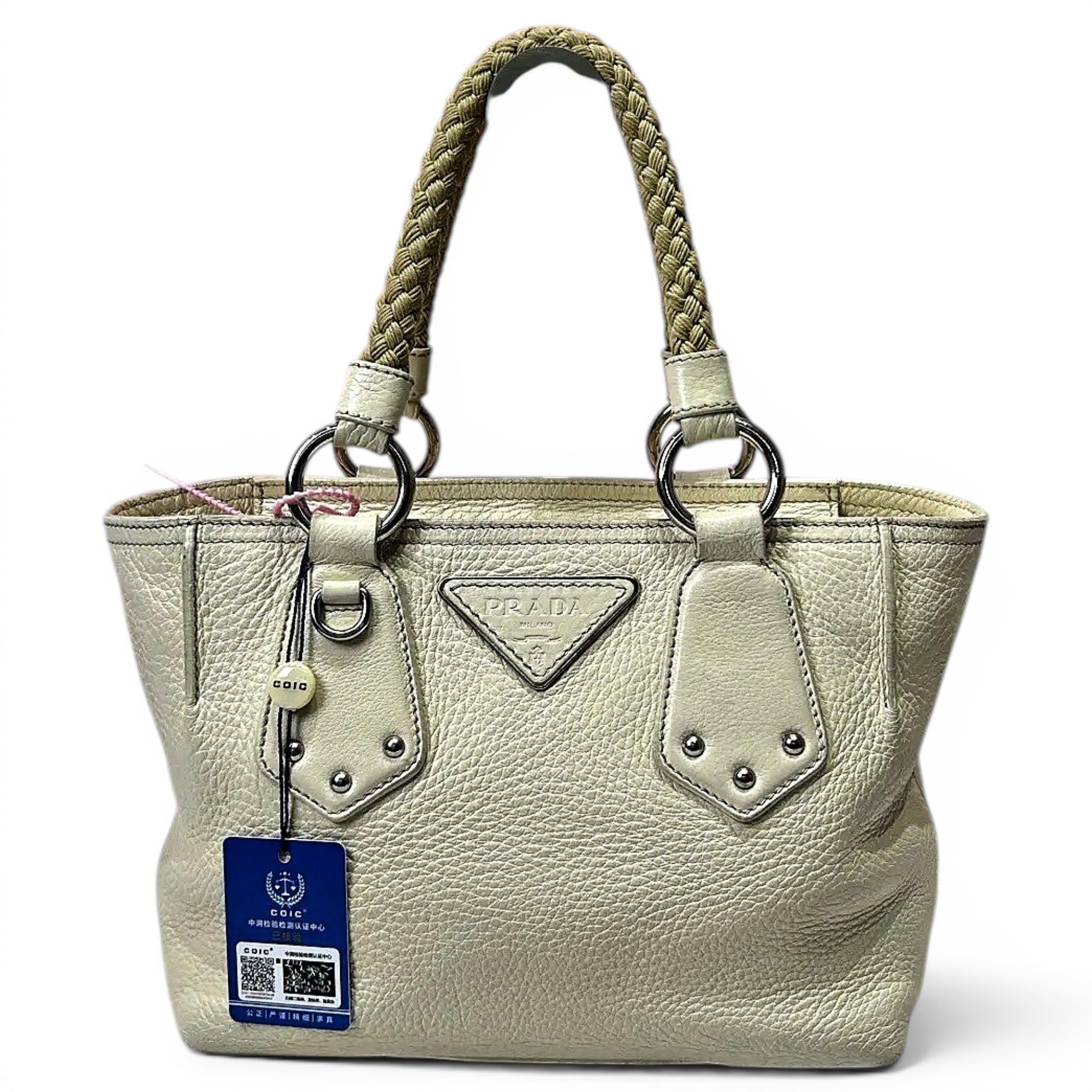 Pyramid leather handbag