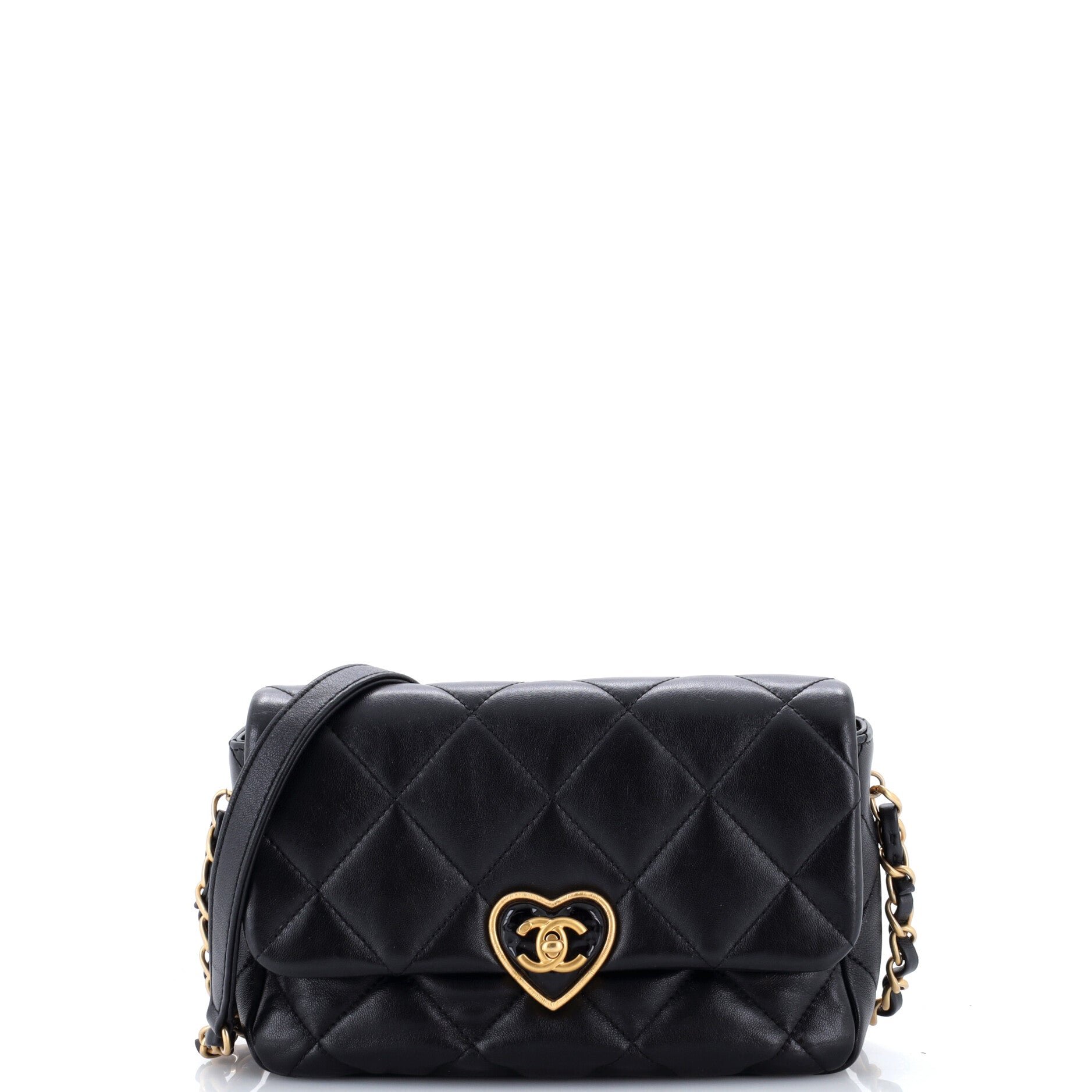 Coco Love CC Heart Flap Bag Quilted Lambskin Small