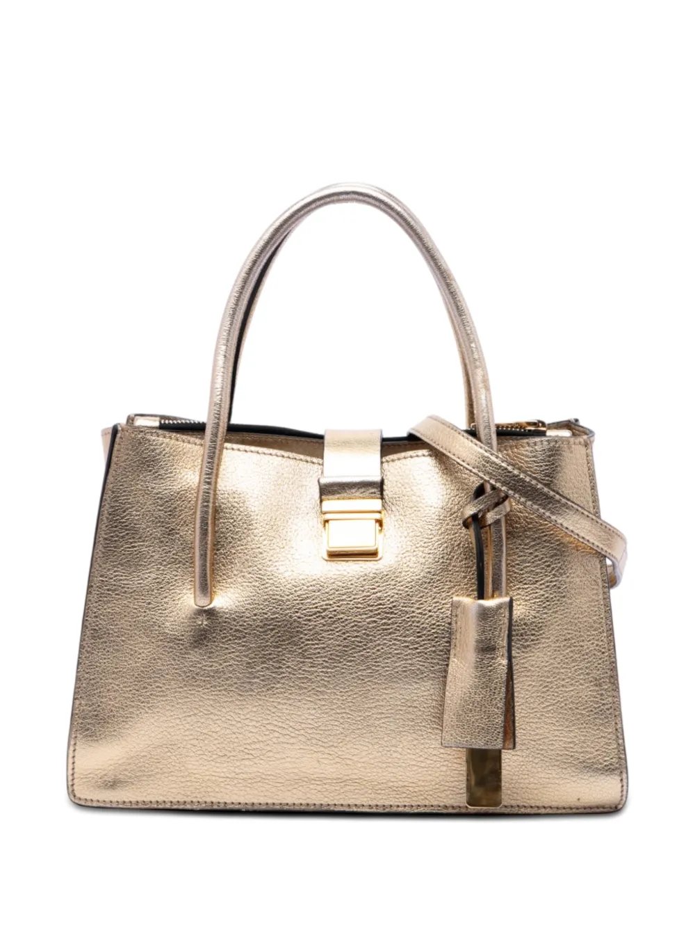 2010-2026 Metallic Goatskin Madras Push Lock Tote satchel