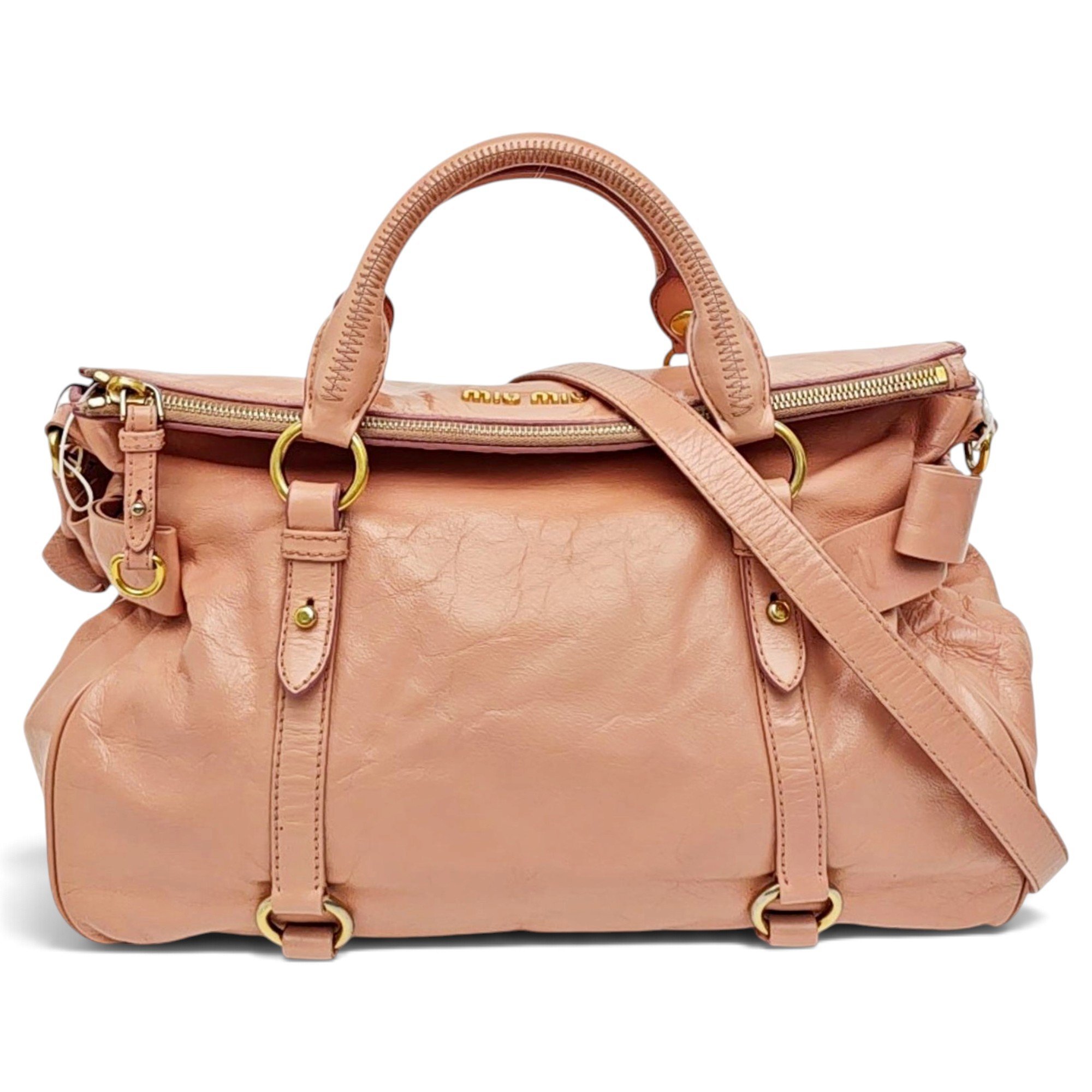 Bow bag leather handbag