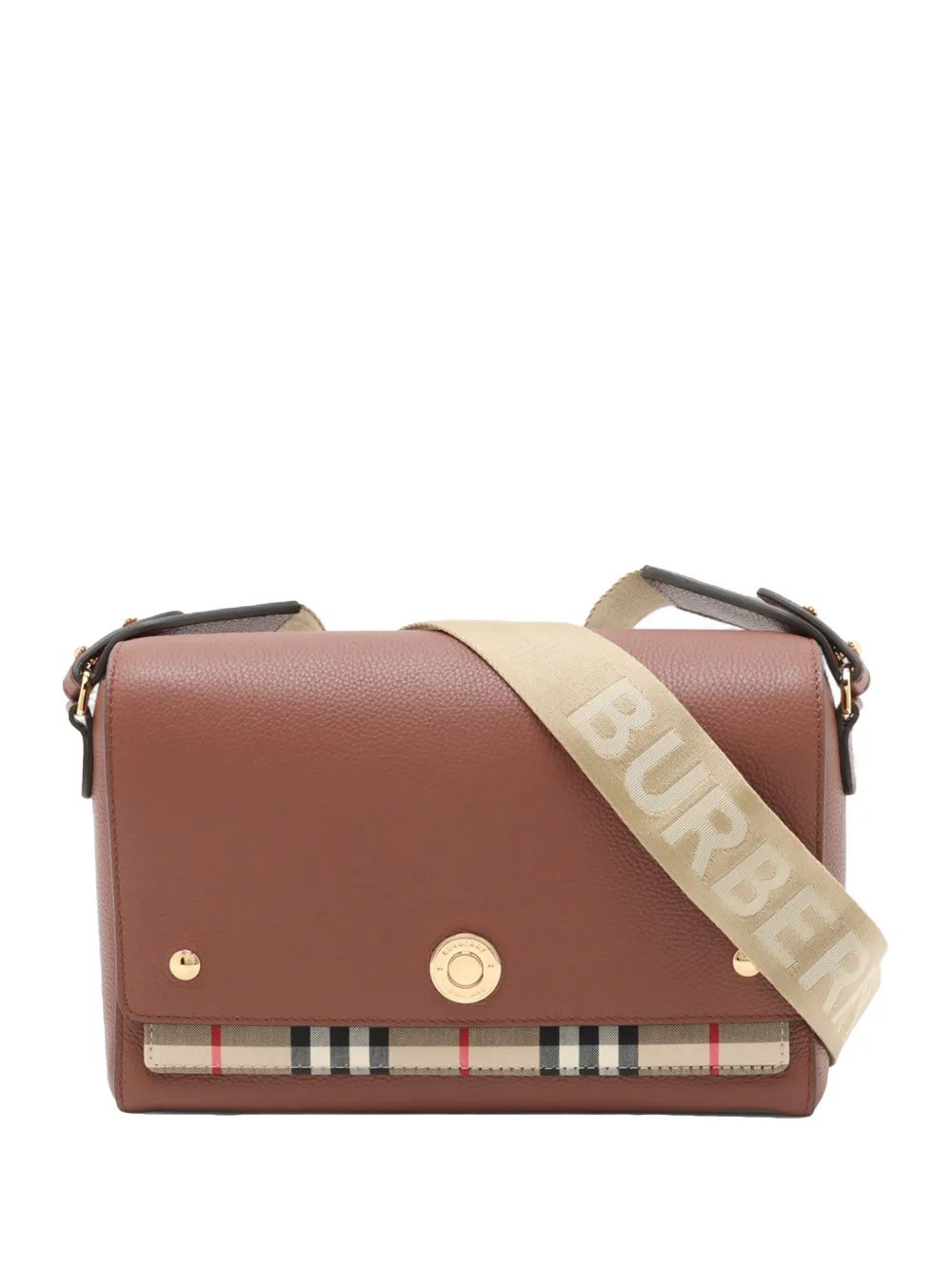 2018-2023 Leather and House Check Canvas Note crossbody bag