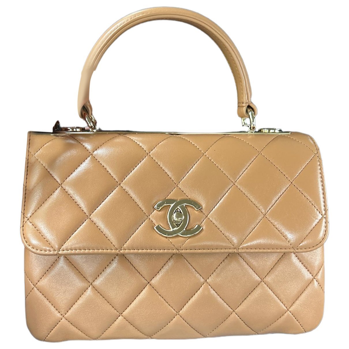 Trendy CC Top Handle leather handbag