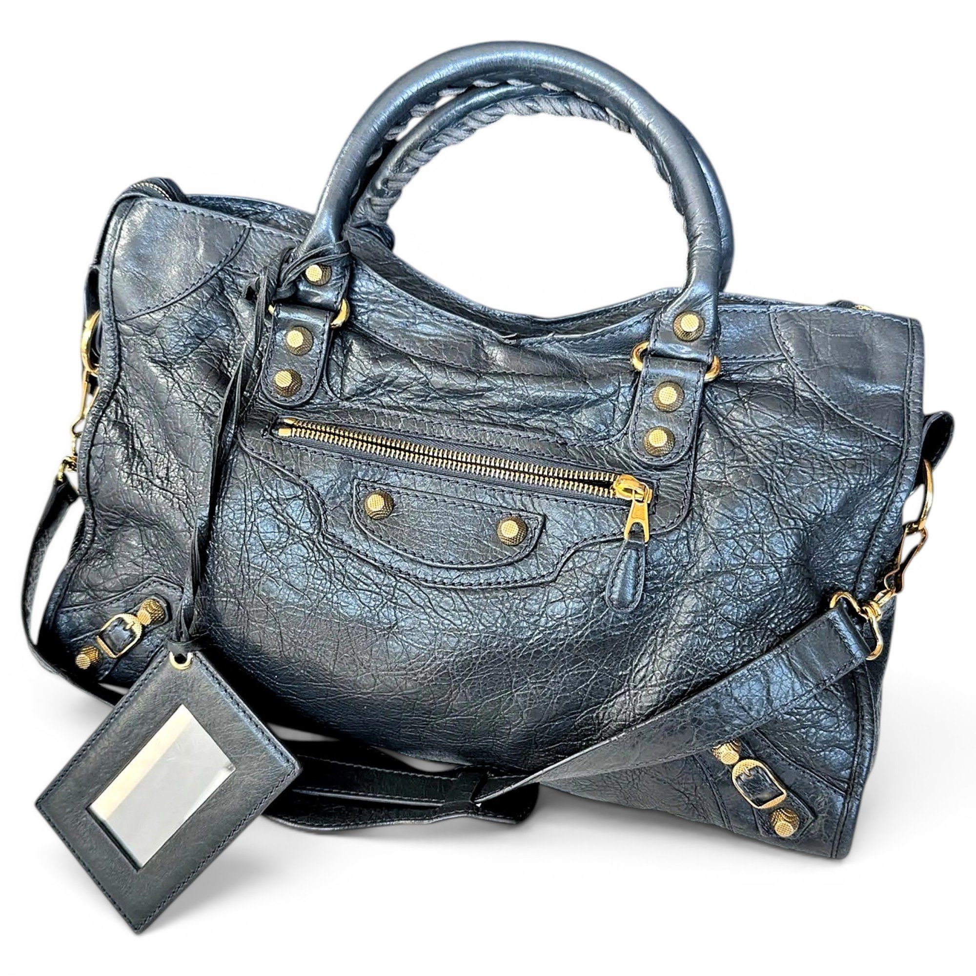 City leather handbag
