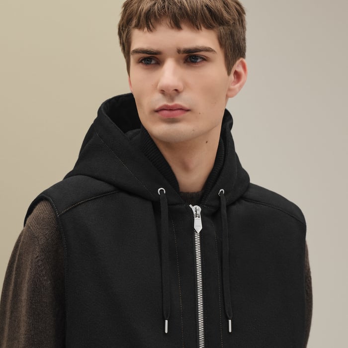 Noir Cashmere Hooded Vest