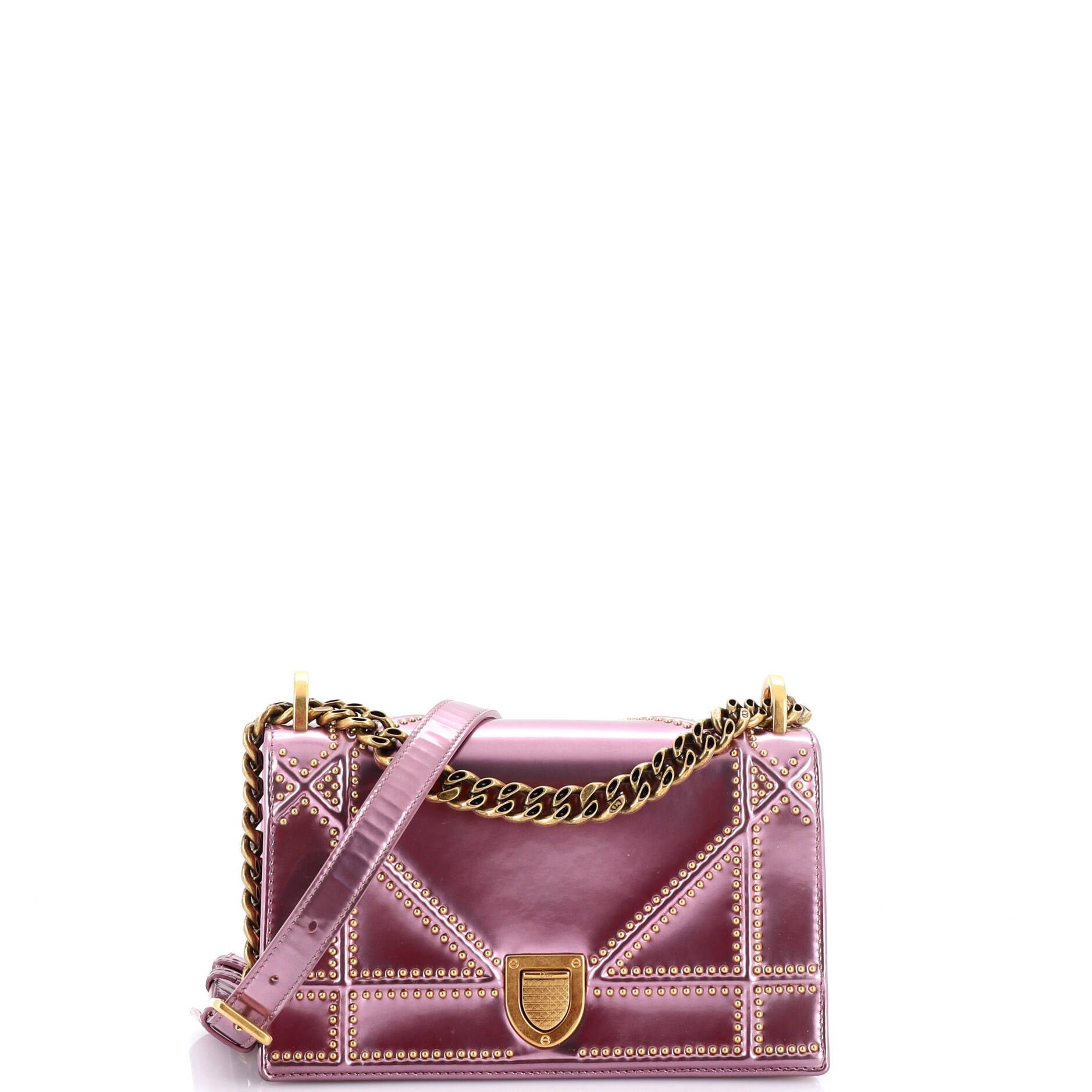 Diorama Flap Bag Studded Patent Small