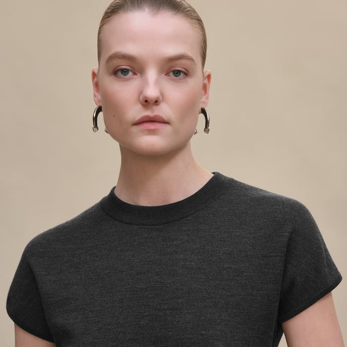 Gris Volcanique Short-sleeve Sweater