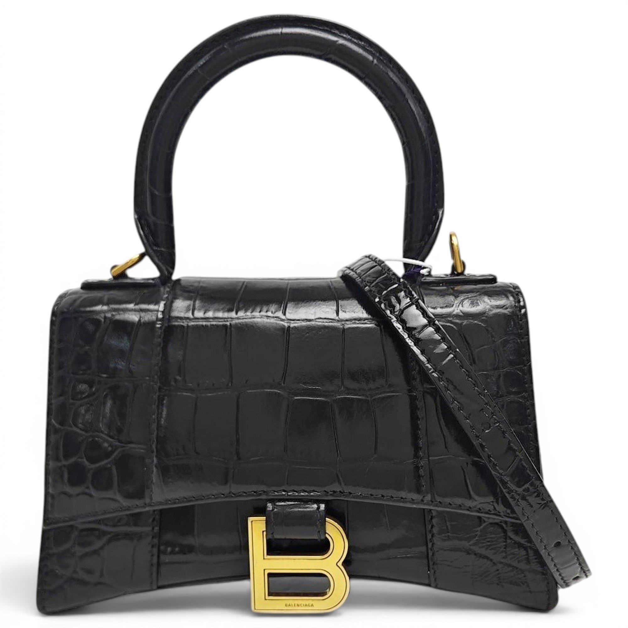 Hourglass leather handbag