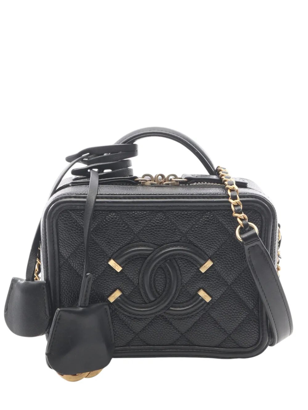 2018-2019 Small Caviar CC Filigree Vanity Case satchel