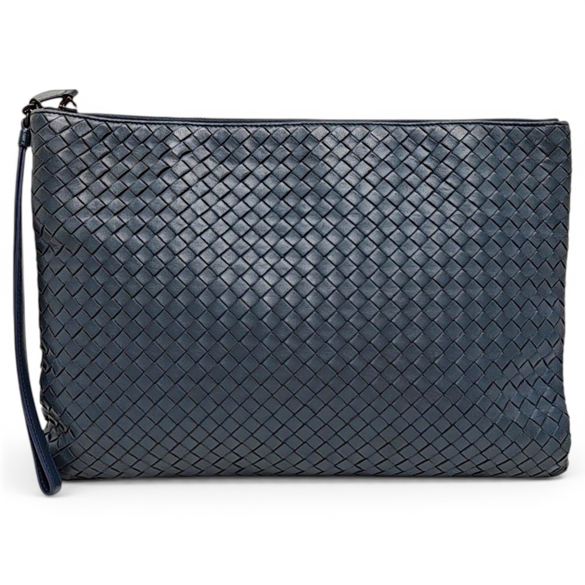 Snap leather clutch bag