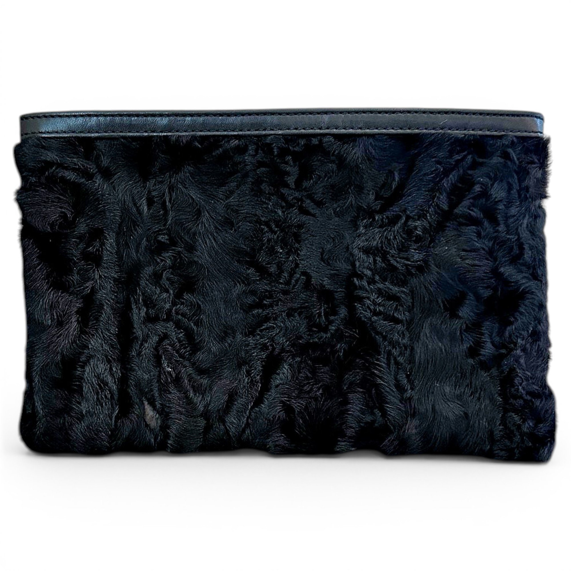 T Pouch mongolian lamb clutch bag