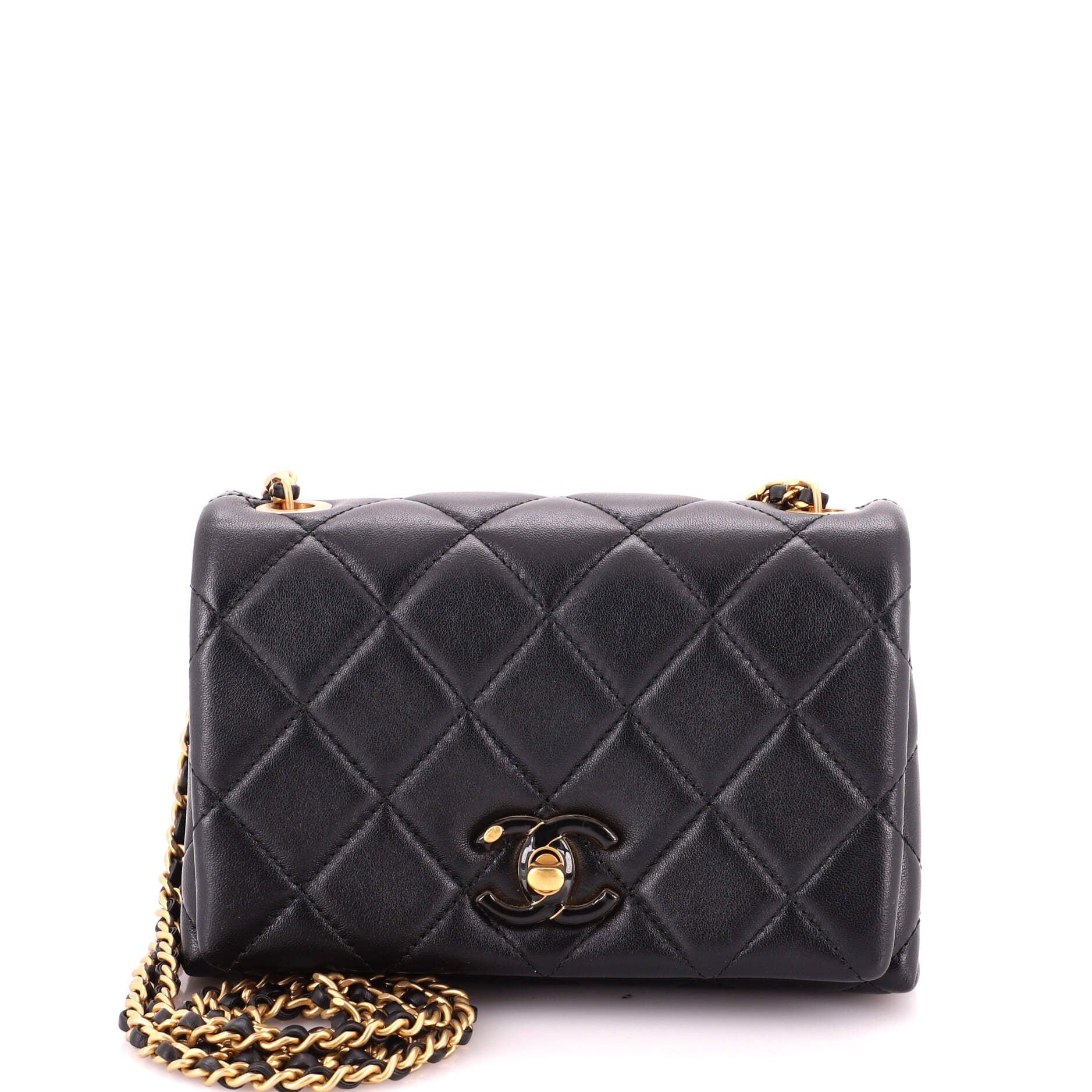 Enamel Multi CC Chain Flap Bag Quilted Lambskin Mini
