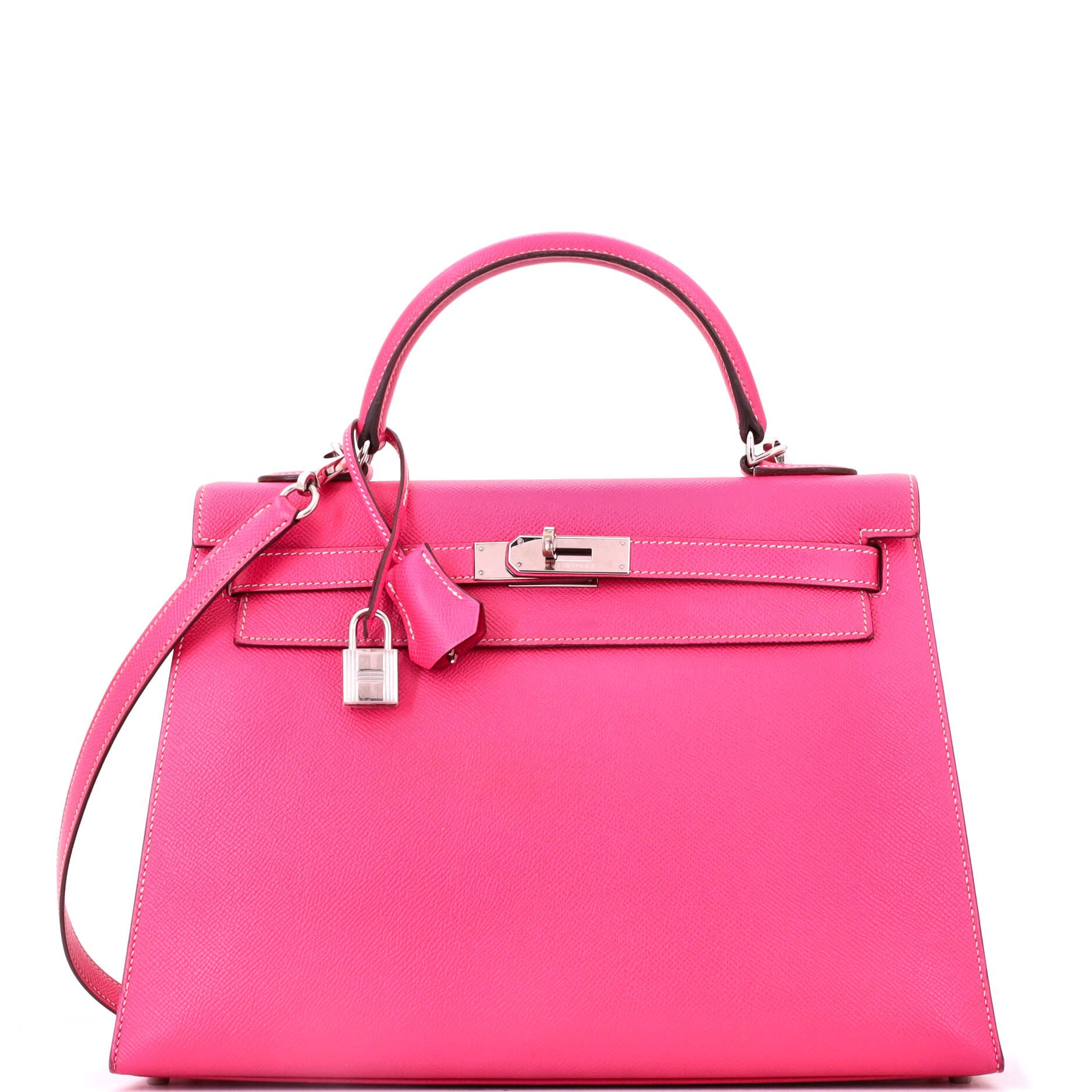 Kelly Handbag Rose Tyrien Epsom with Palladium Hardware 32