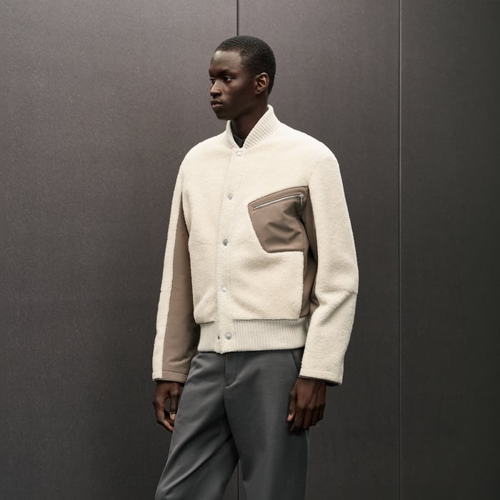 Écru Reversible Rib-trim Jacket