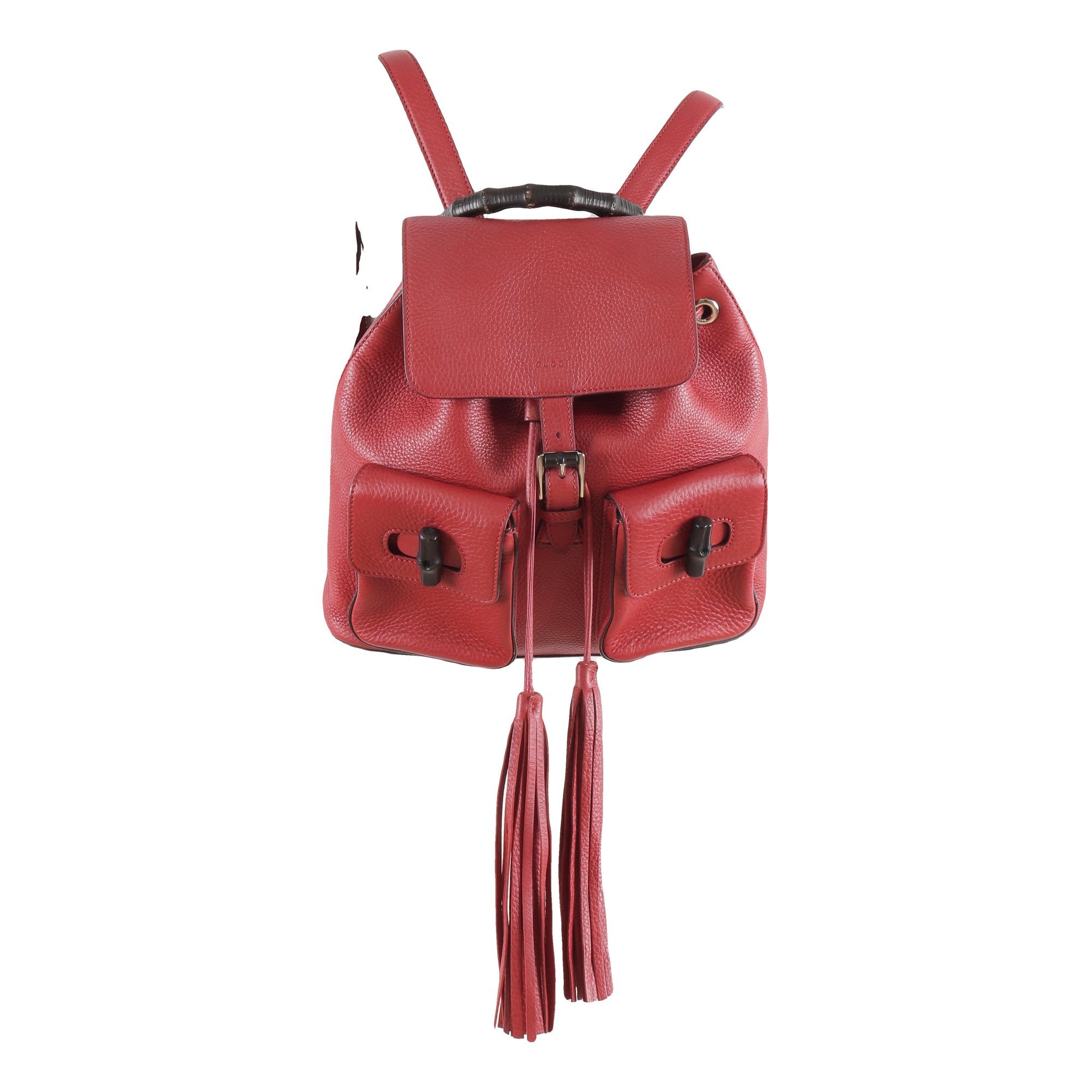 Bamboo Tassel leather backpack