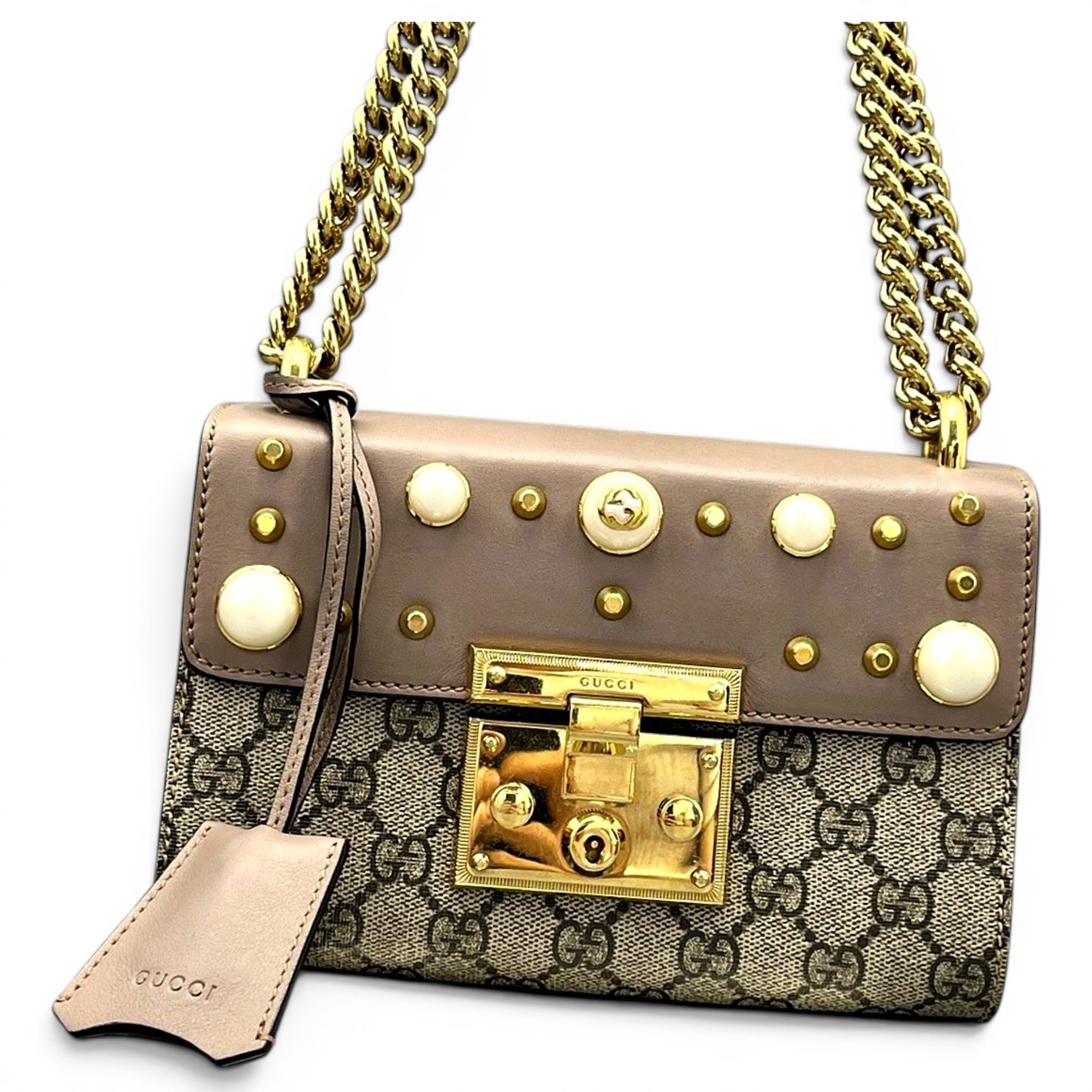 Padlock leather handbag
