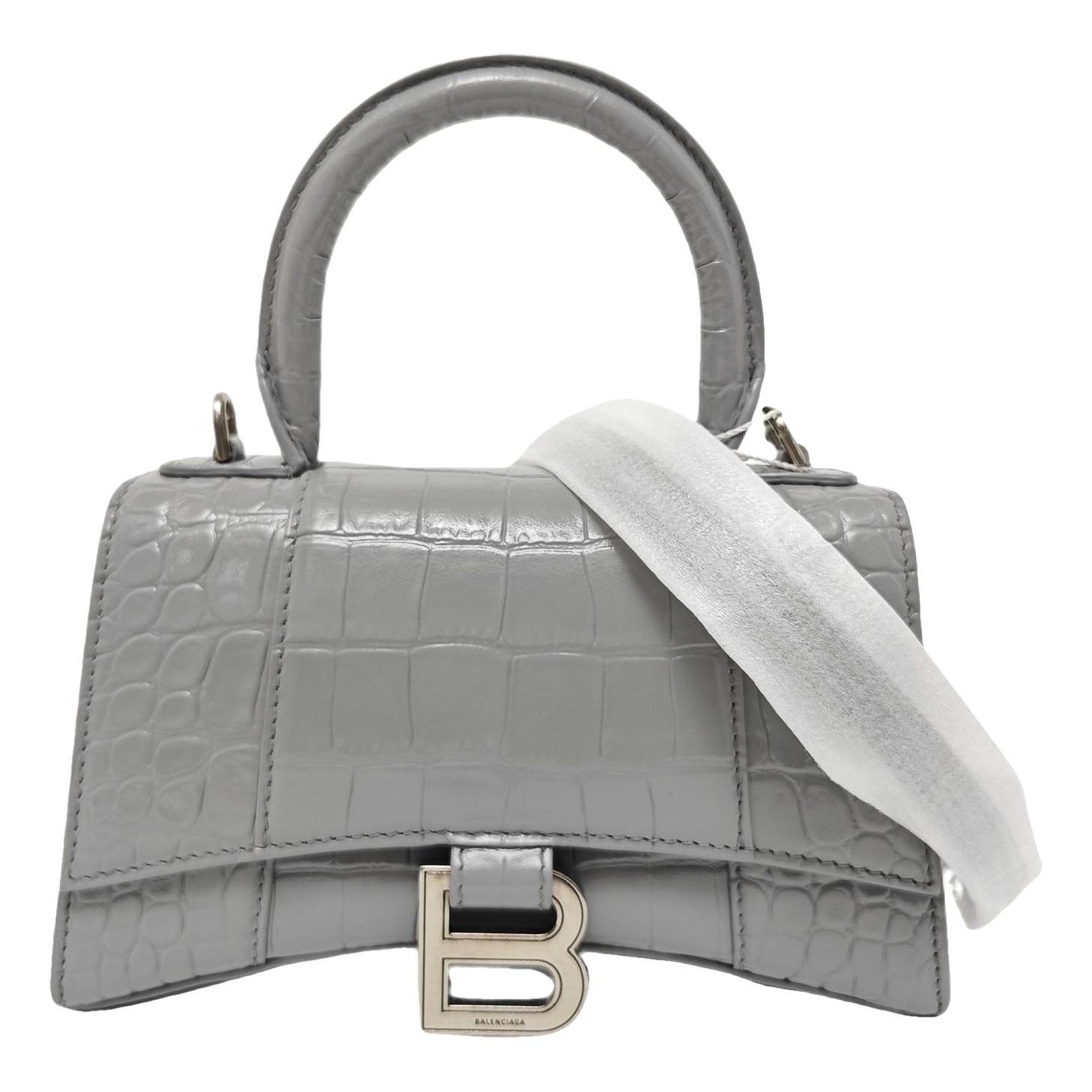 Hourglass leather handbag