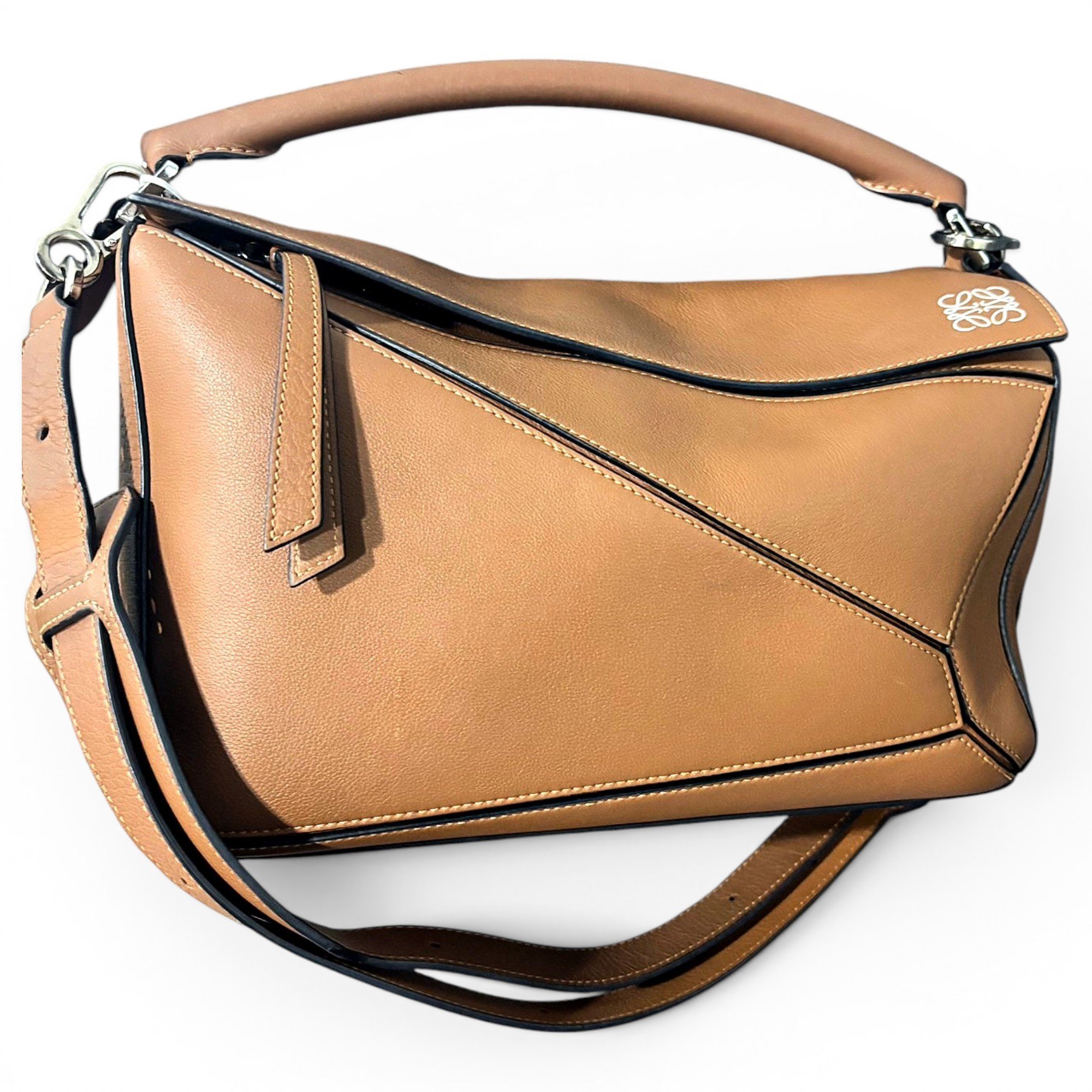 Puzzle leather handbag