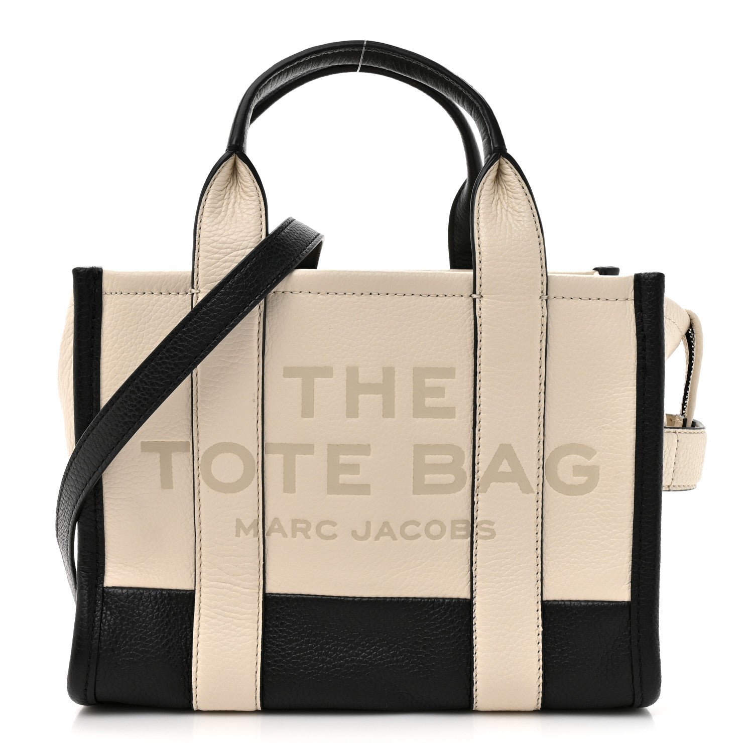 Marc Jacobs Marc Jacobs Grained Calfskin Small The Tote Bag Ivory Black