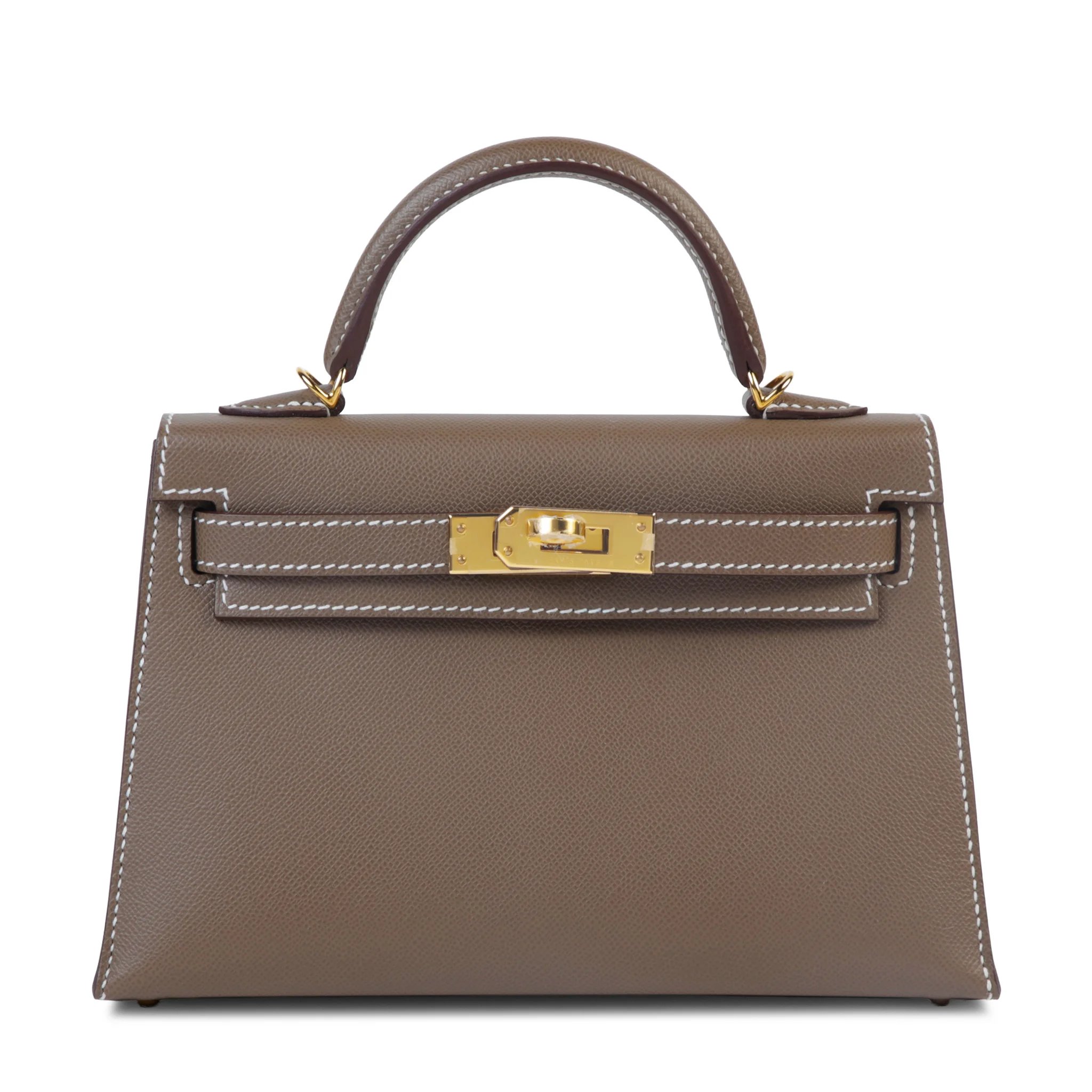 Unused ( Rank NS ) HERMÈS Mini Kelly II Etoupe (18) Madame Gold hardware W (2024)