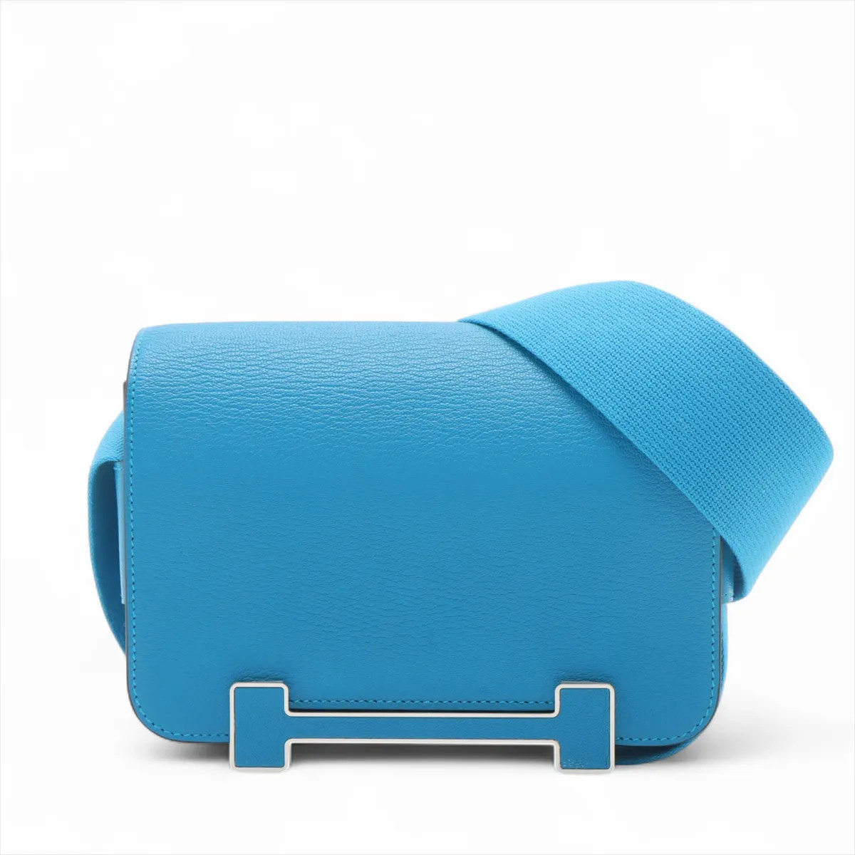 Hermès Geta Chevre blue zanzibar Silver Metal Fittings
