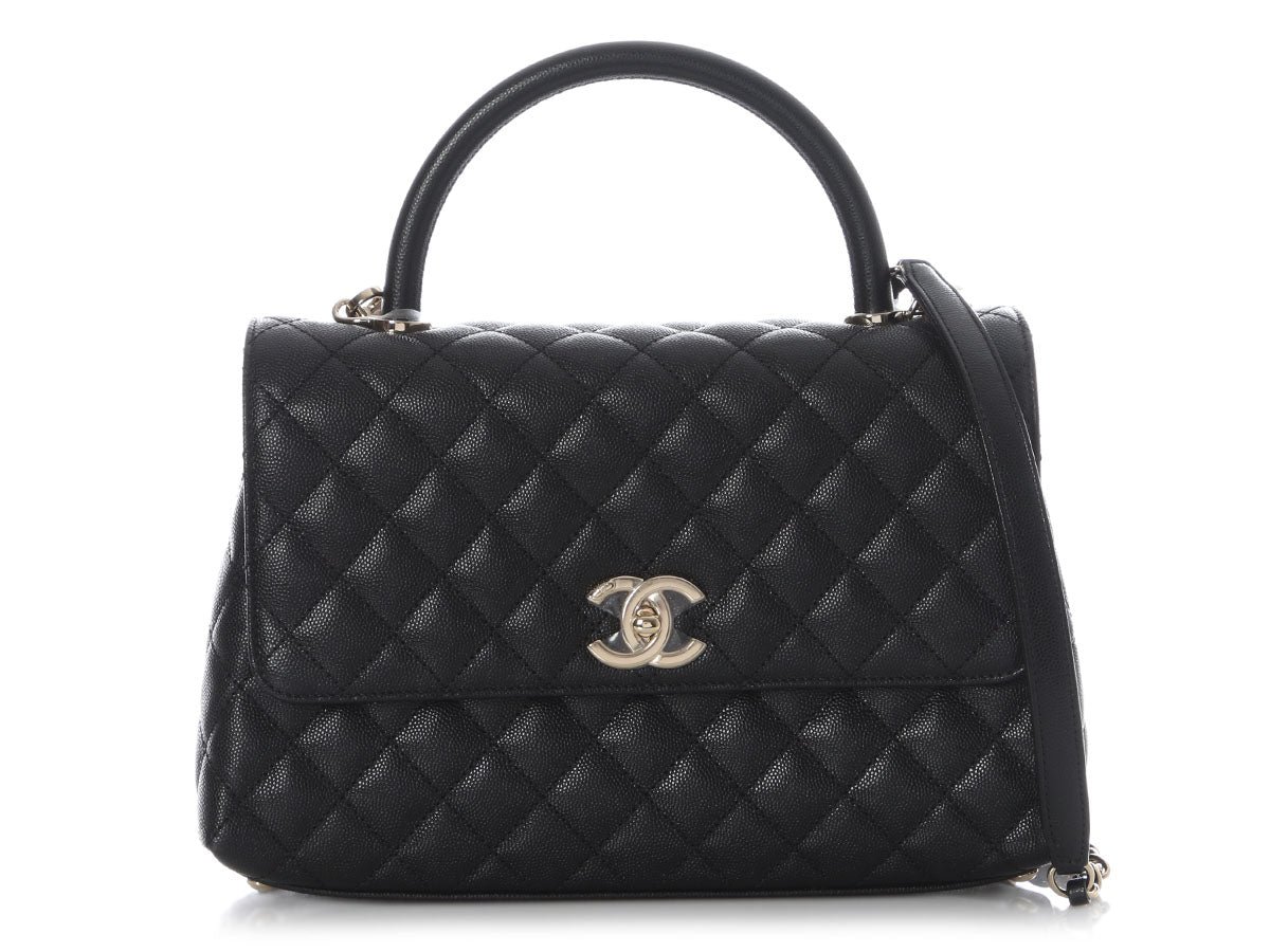 Chanel Small Black Quilted Caviar Coco Handle