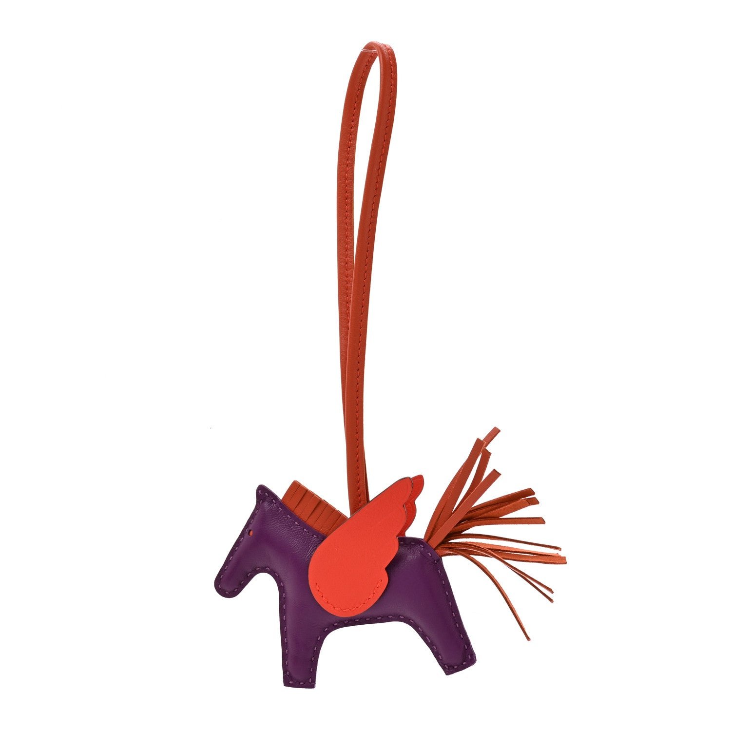 Hermes Hermes Milo Lambskin Grigri Rodeo Pegase Horse Bag Charm PM Violet Cornaline Capucine