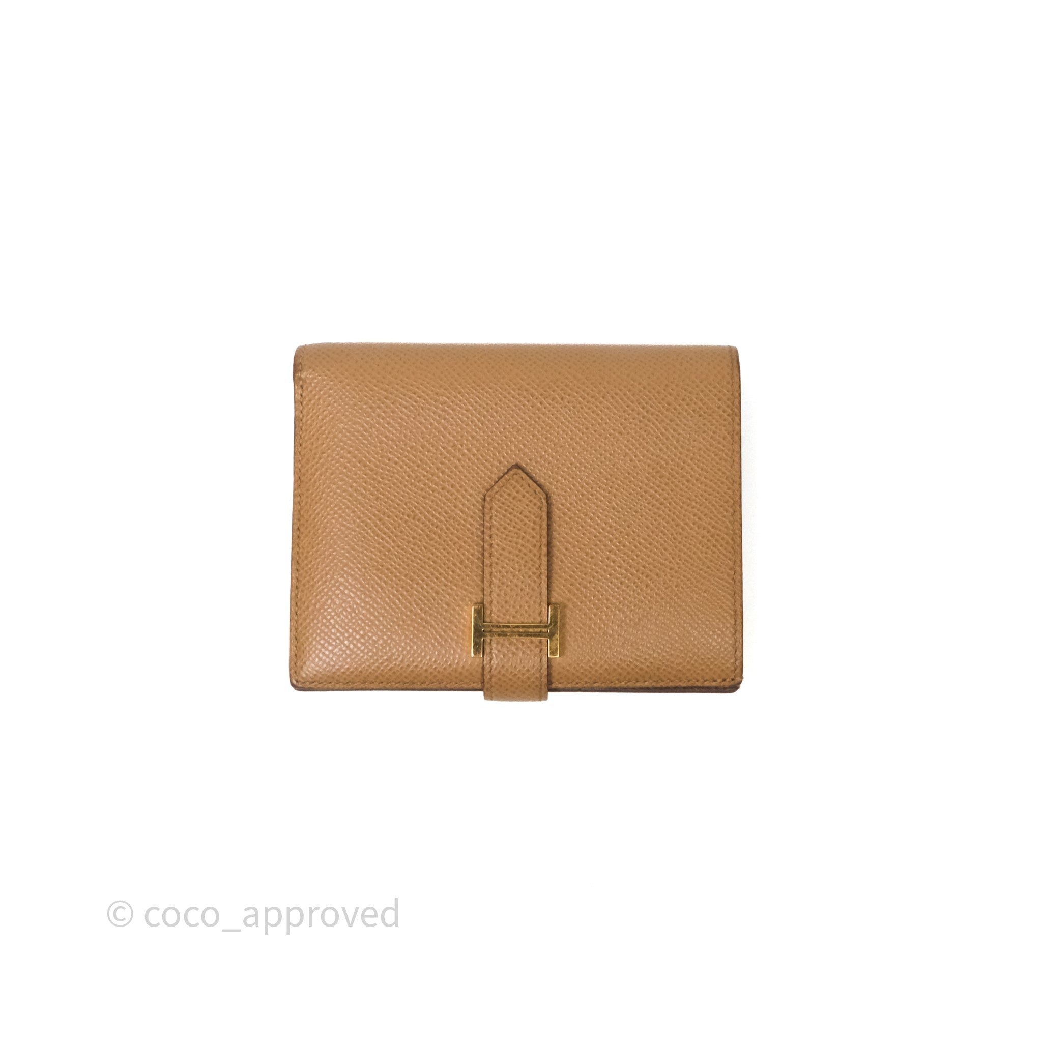 Hermès Bearn Compact Wallet Biscuit 48/Alezan 3G Epsom Gold Hardware