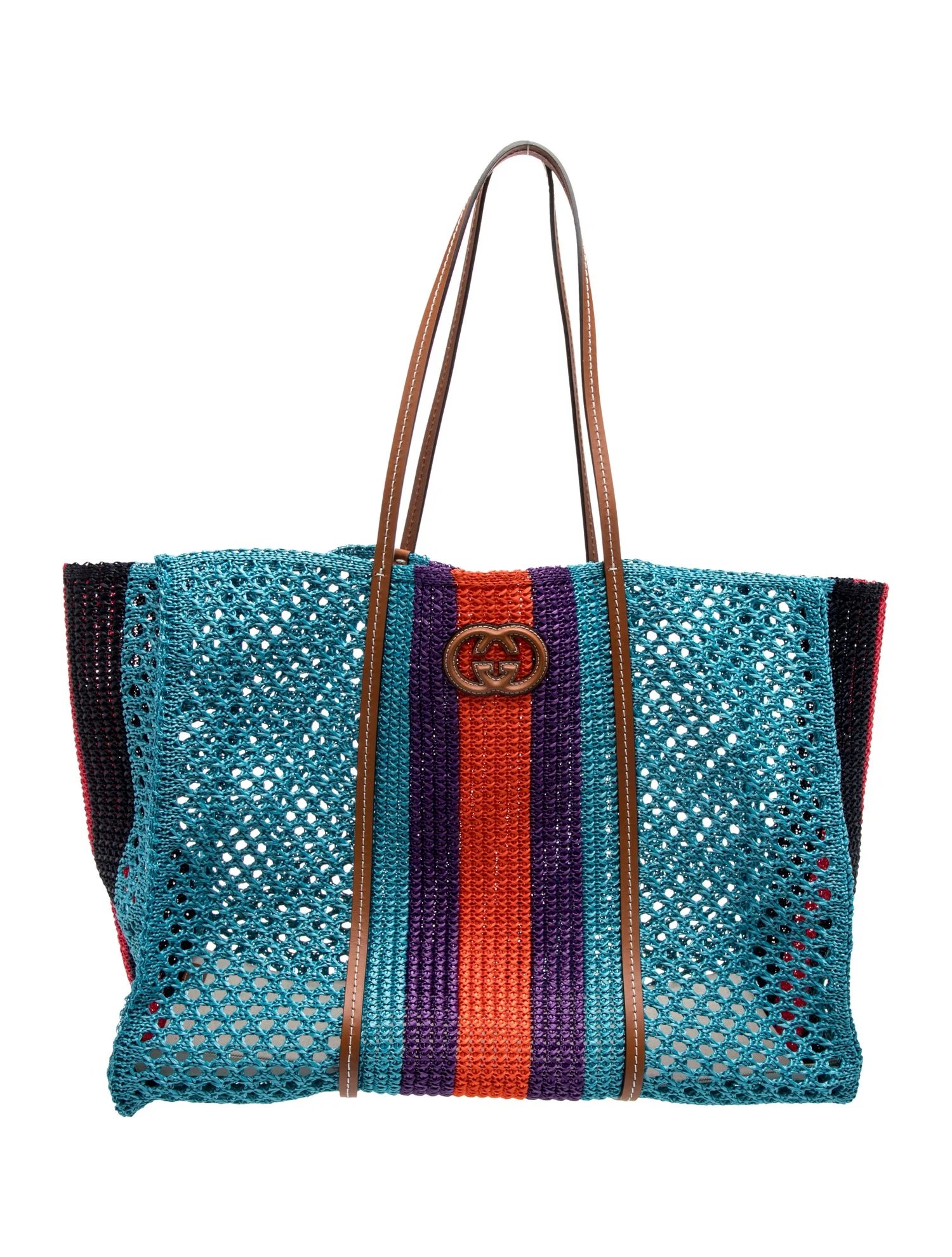 Interlocking G Interlocking G Raffia Tote Large