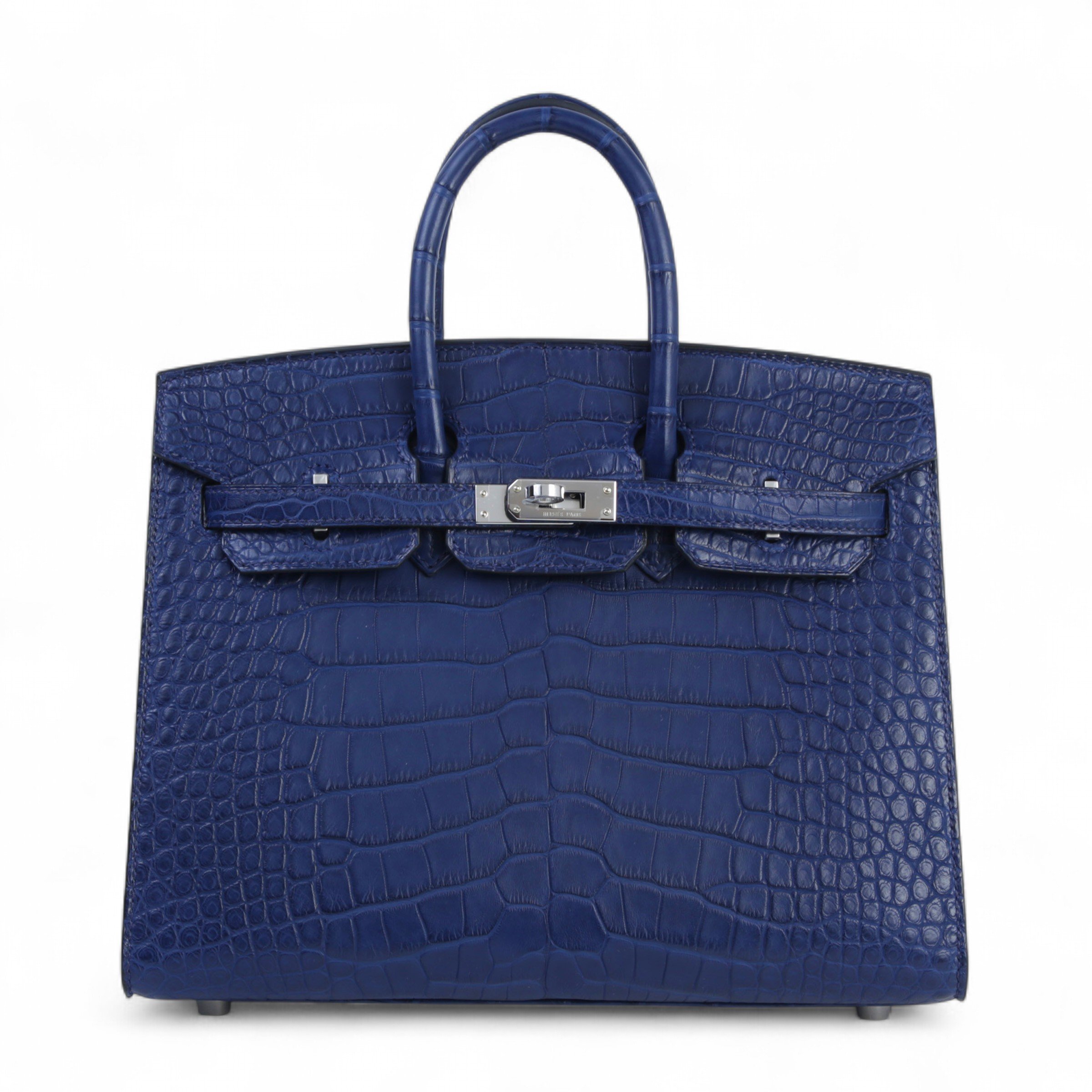 Hermes Brand New ( Rank N ) HERMÈS Birkin 25 Sellier Bleu Saphir (73) Matte Alligator Palladium hardware K (2025)