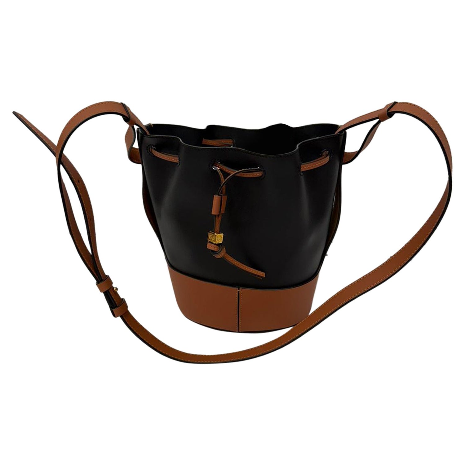 Leather Balloon Bucket Bag Small