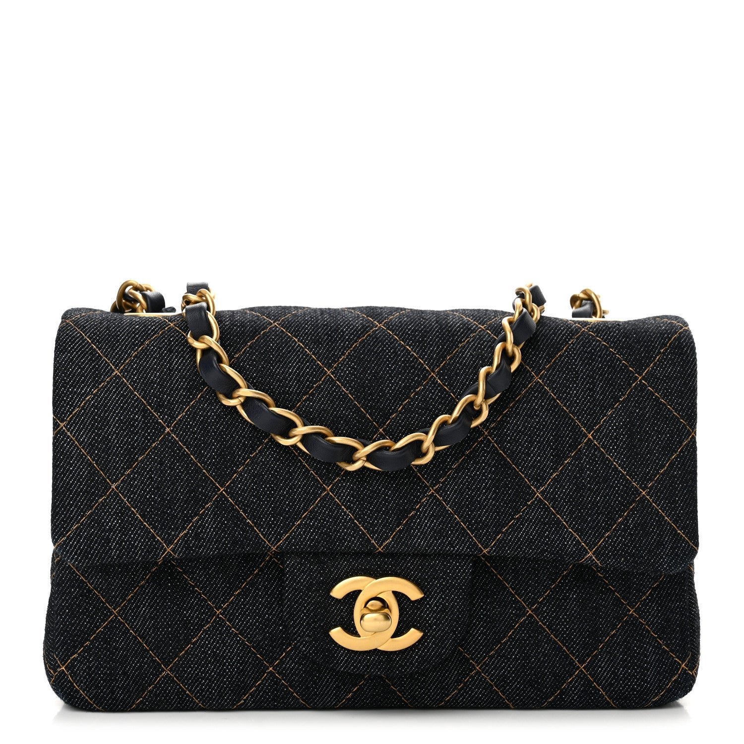 Chanel Denim Quilted Mini Rectangular Flap Dark Blue