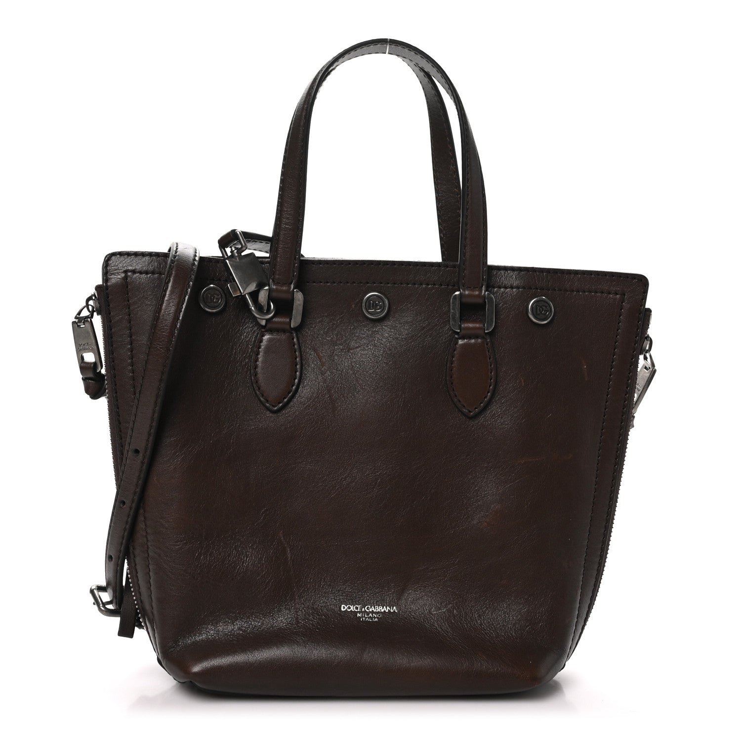 Dolce & Gabbana Tempesta Calfskin Atene Shopping Bag Brown