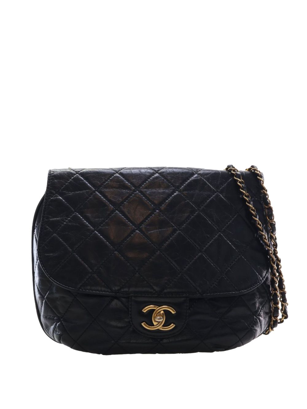 2014-2015 Medium Quilted Glazed Calfskin Bubble CC Flap crossbody bag