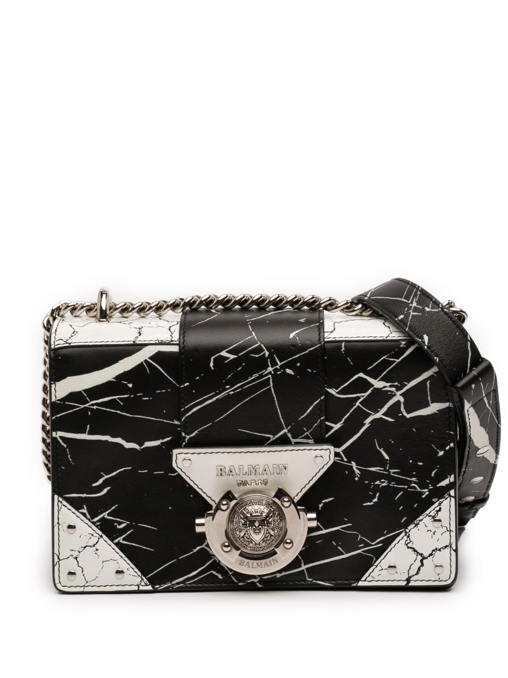 Balmain 2000-2026 Printed Leather Ring Box 20 crossbody bag