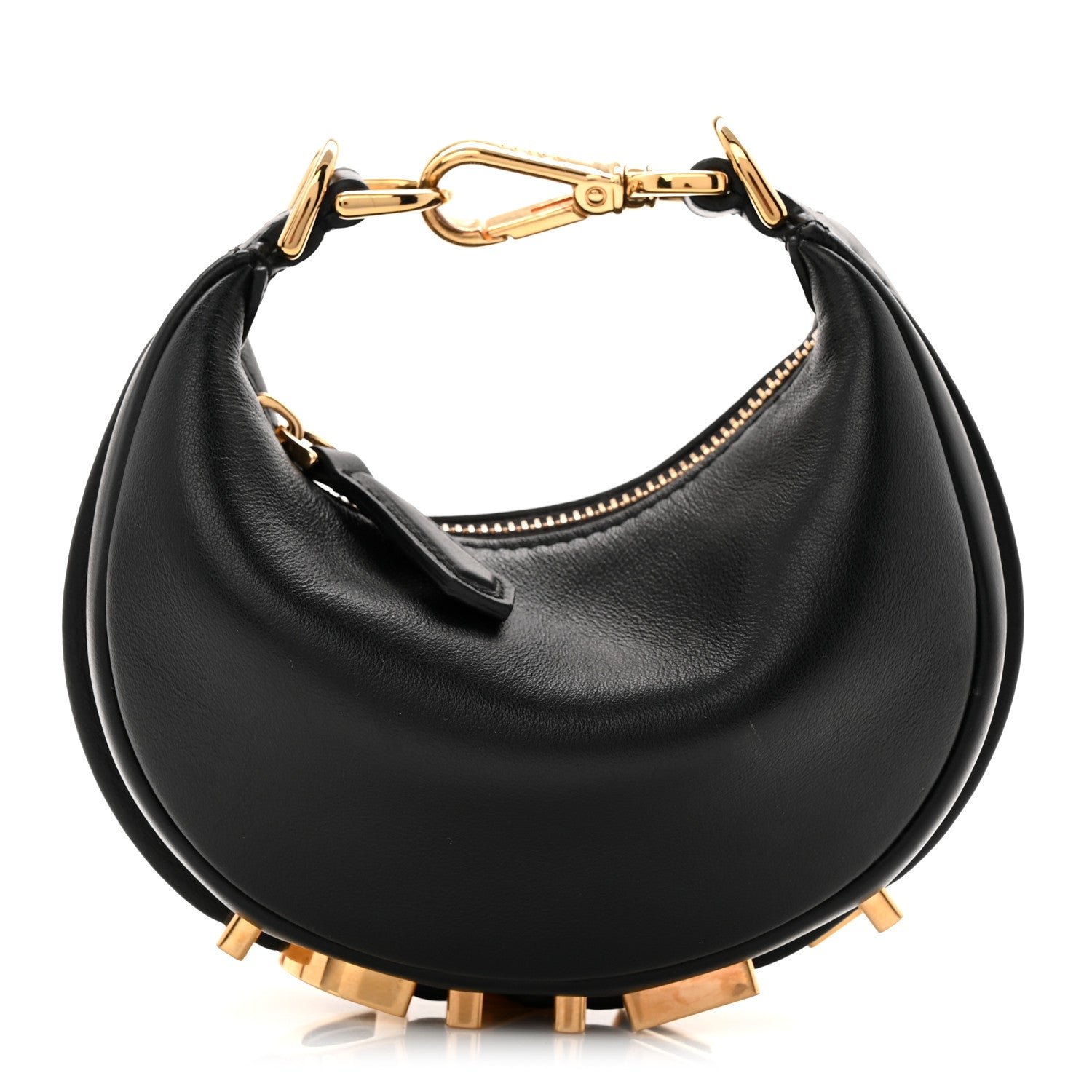 Fendi Vitello Grace Matte Nano Fendigraphy Hobo Charm Black