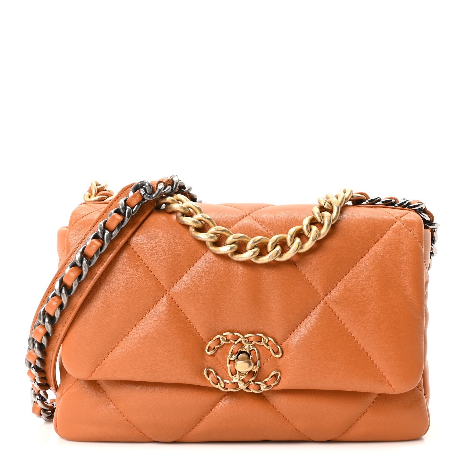 Chanel Lambskin Quilted Medium Chanel 19 Flap Brown
