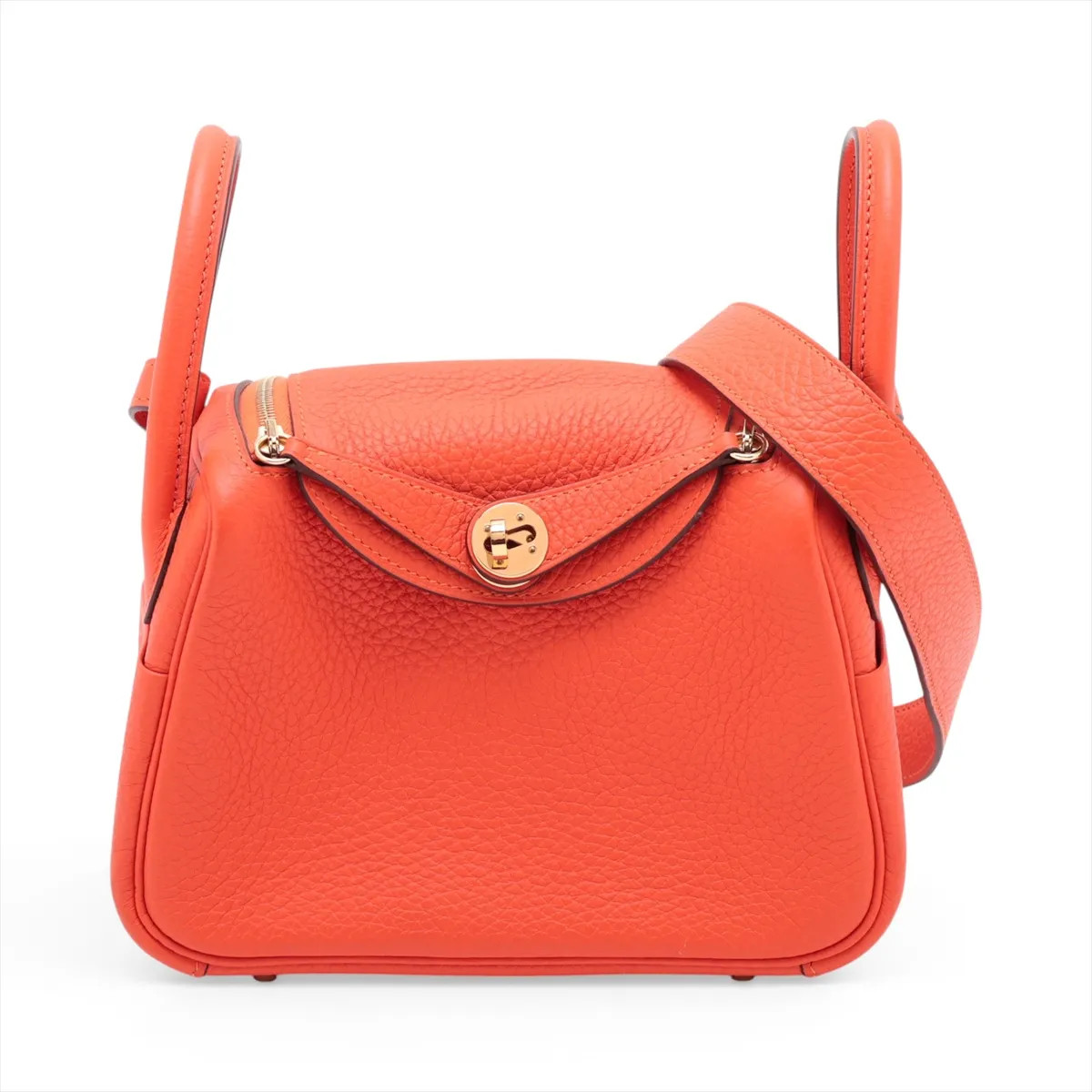 Hermès Lindy mini 20 Taurillon Clemence Feu Gold Metal Fittings