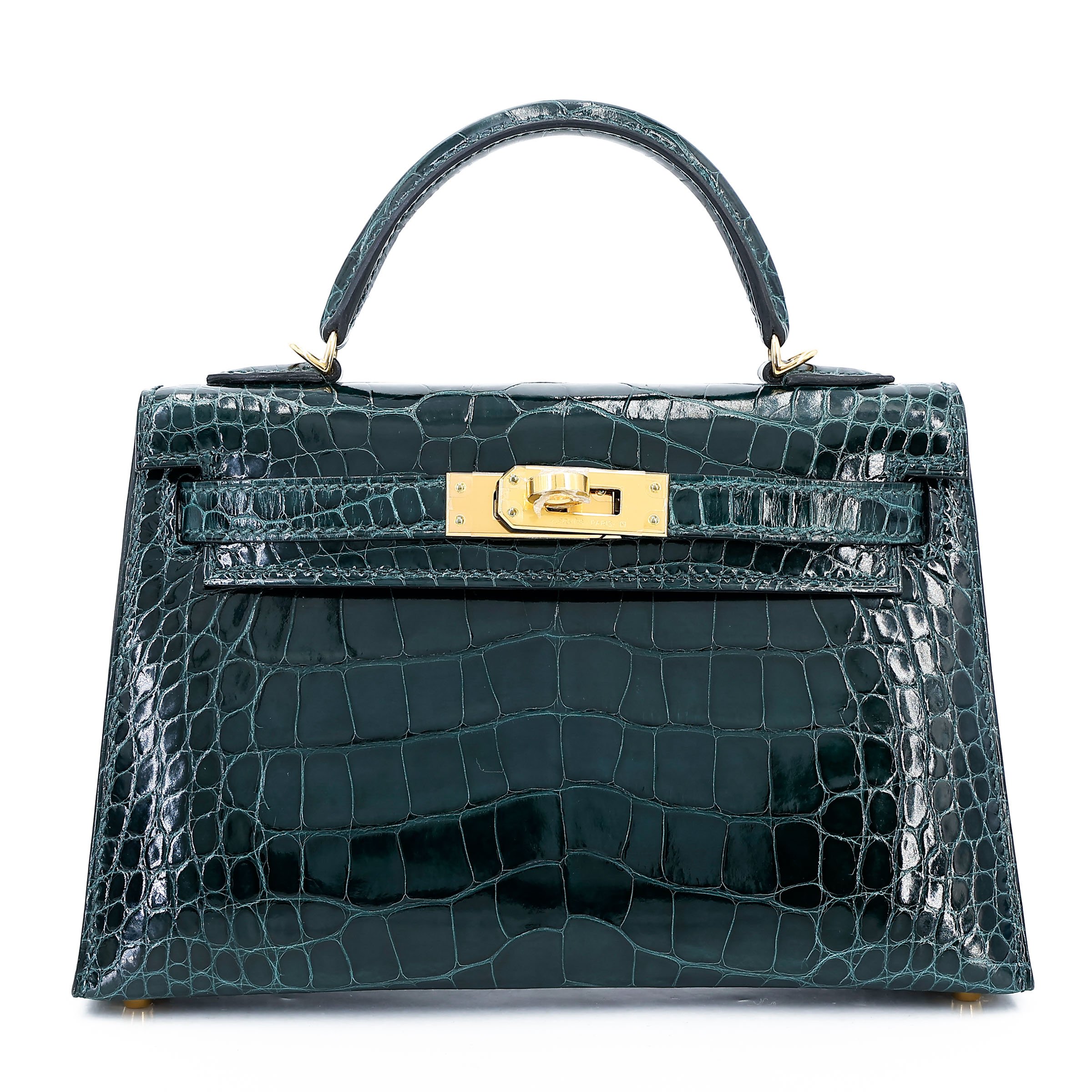 Hermes Unused ( Rank NS ) HERMÈS Mini Kelly II Vert Cypress (6O) Shiny Alligator Gold hardware U (2022)