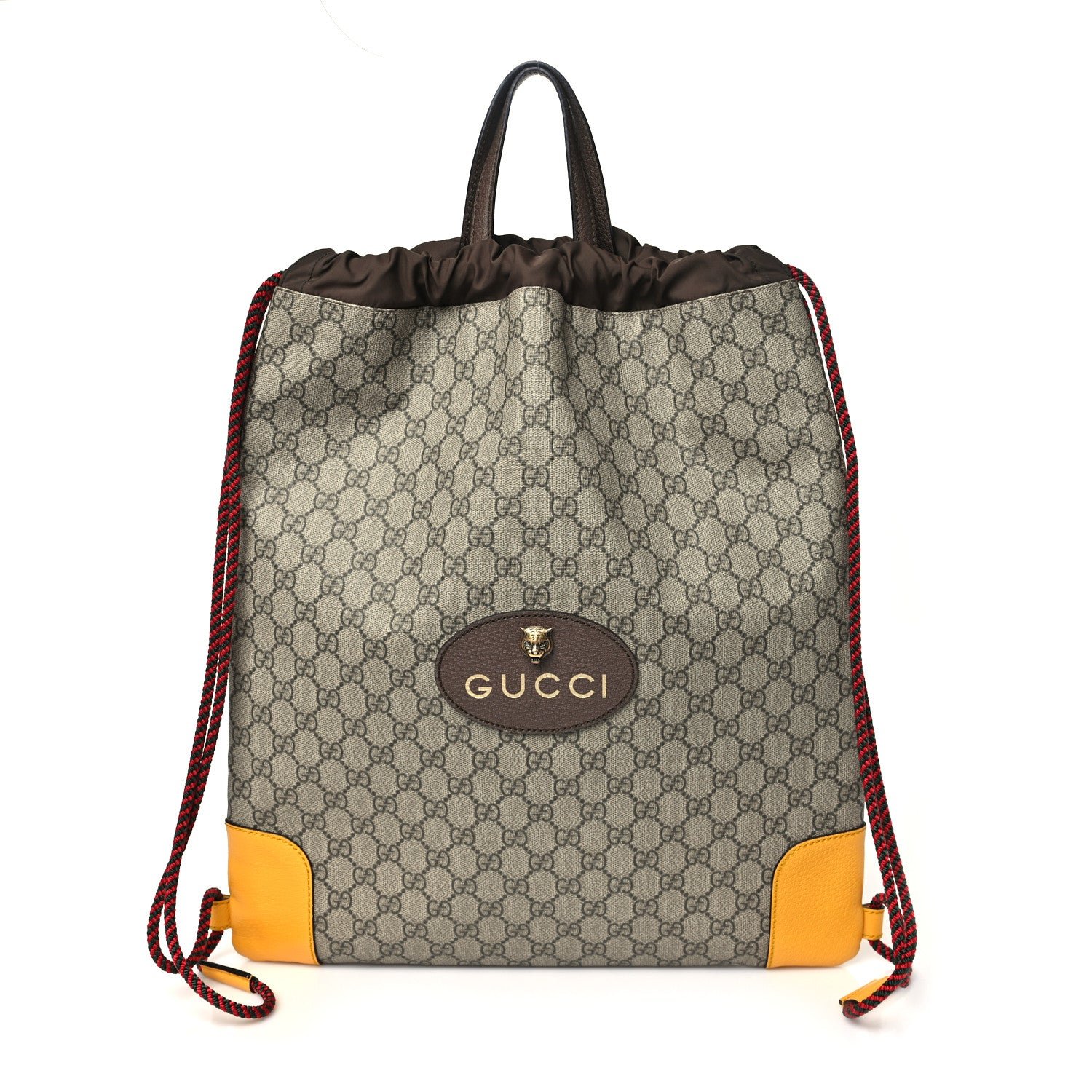 Gucci GG Supreme Monogram Neo Vintage Drawstring Backpack Beige New Acero Crop
