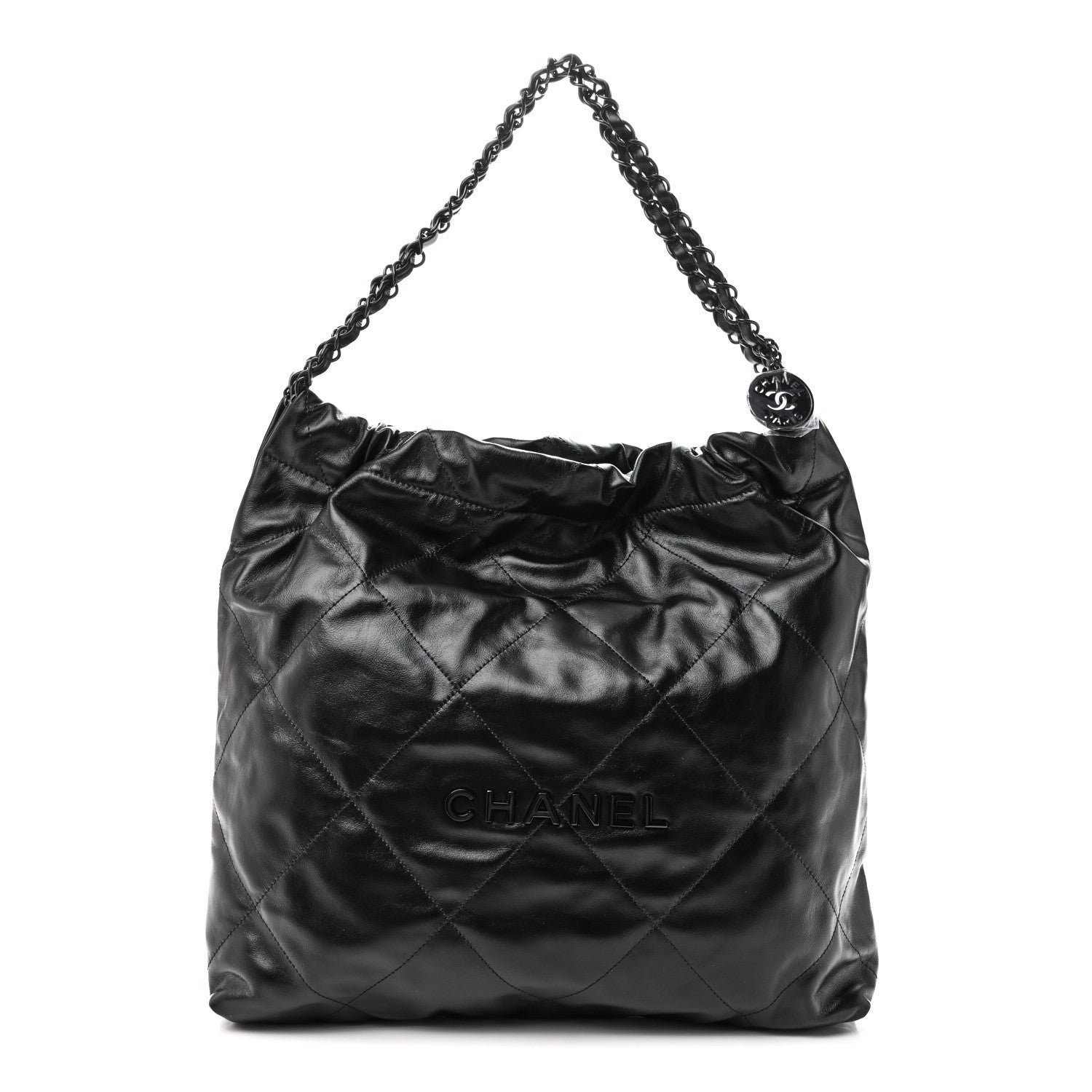 Chanel Shiny Calfskin Quilted Chanel 22 So Black