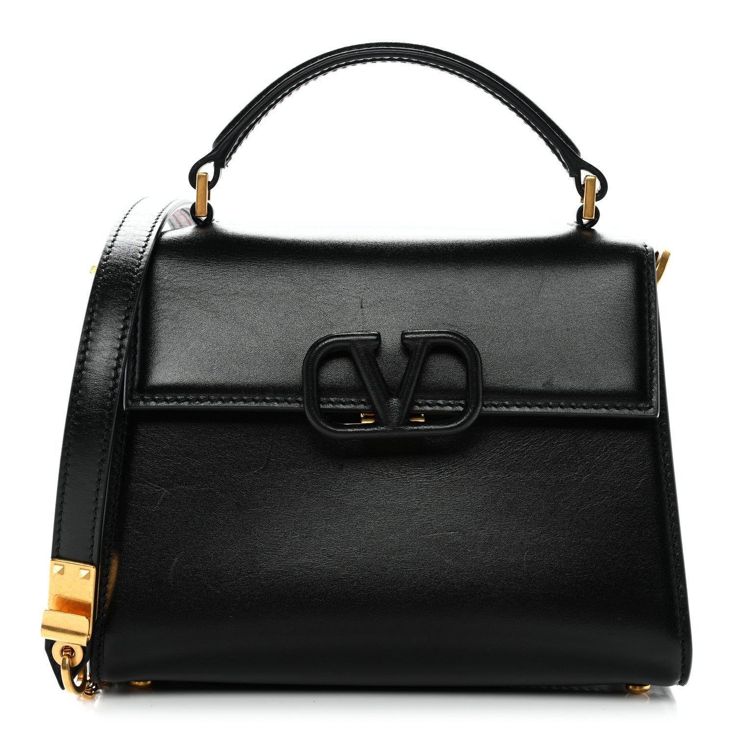 Valentino Garavani Valentino Garavani Calfskin Mini VSling Top Handle Bag Black