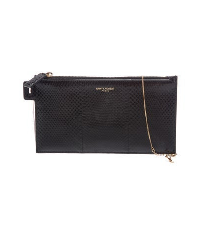 Saint Laurent Laurent Snakeskin Clutch W Tags