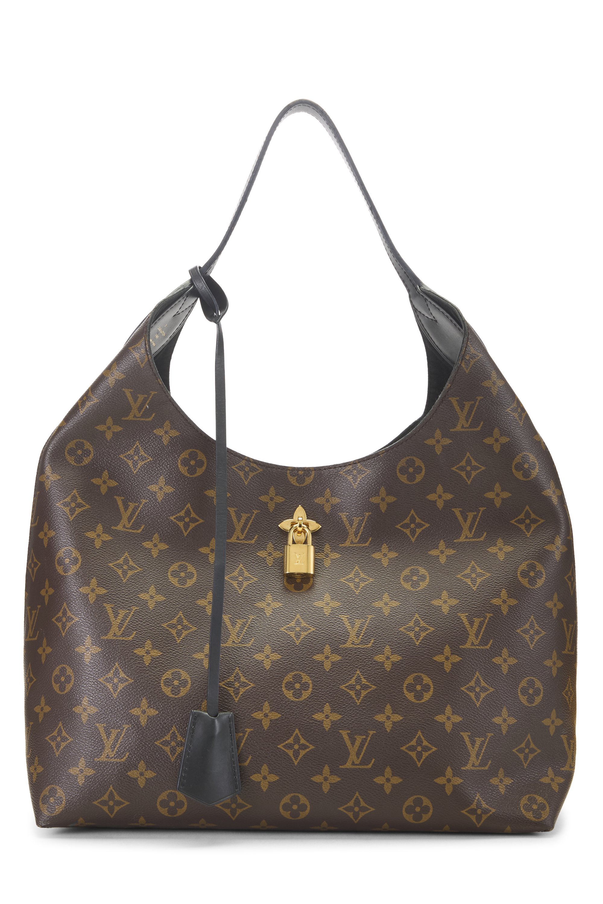 Black Monogram Canvas Flower Hobo