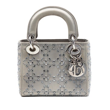 Satin Mini Satin Cannage Crystal Embellished Lady Dior