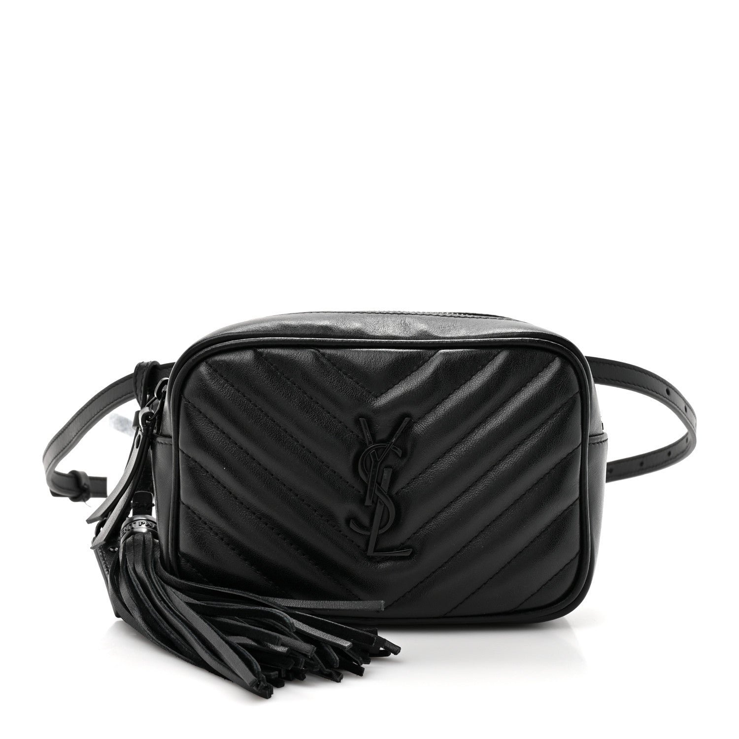 Saint Laurent Calfskin Matelasse Monogram Lou Belt Bag Black